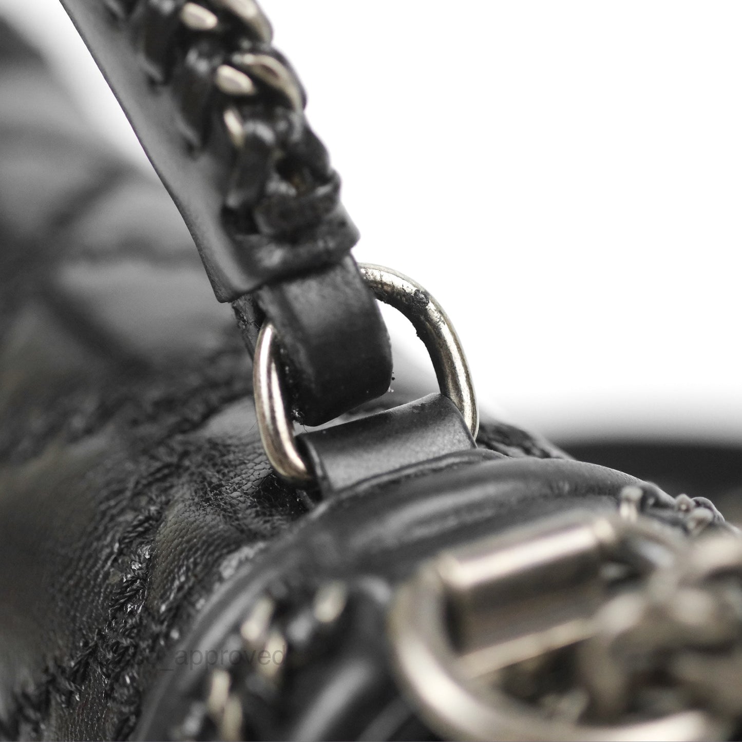 Chanel Small Chain Around Top Handle Boy Black Calfskin Ruthenium Hardware