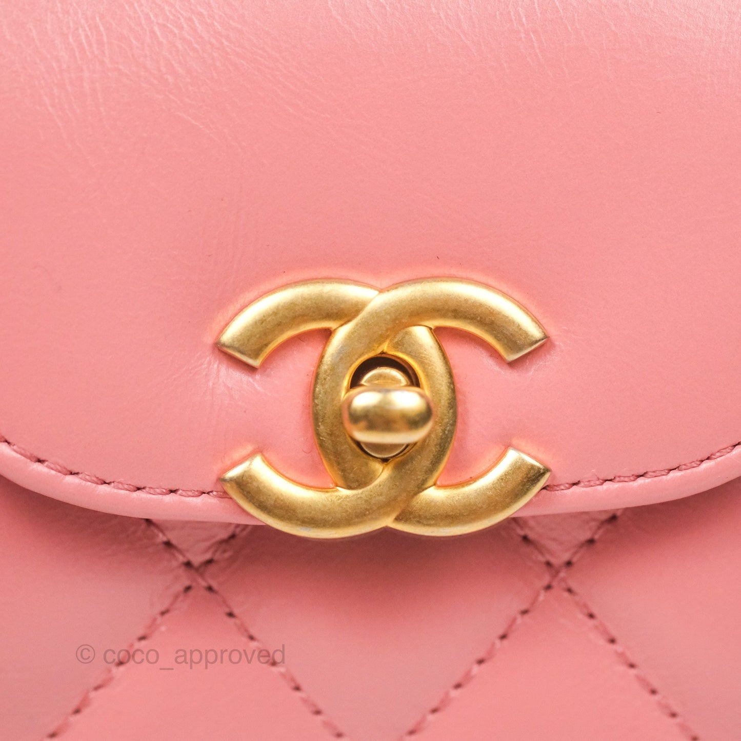 Chanel Kelly Bag Quilted Pink Shiny Calfskin Aged Gold Hardware