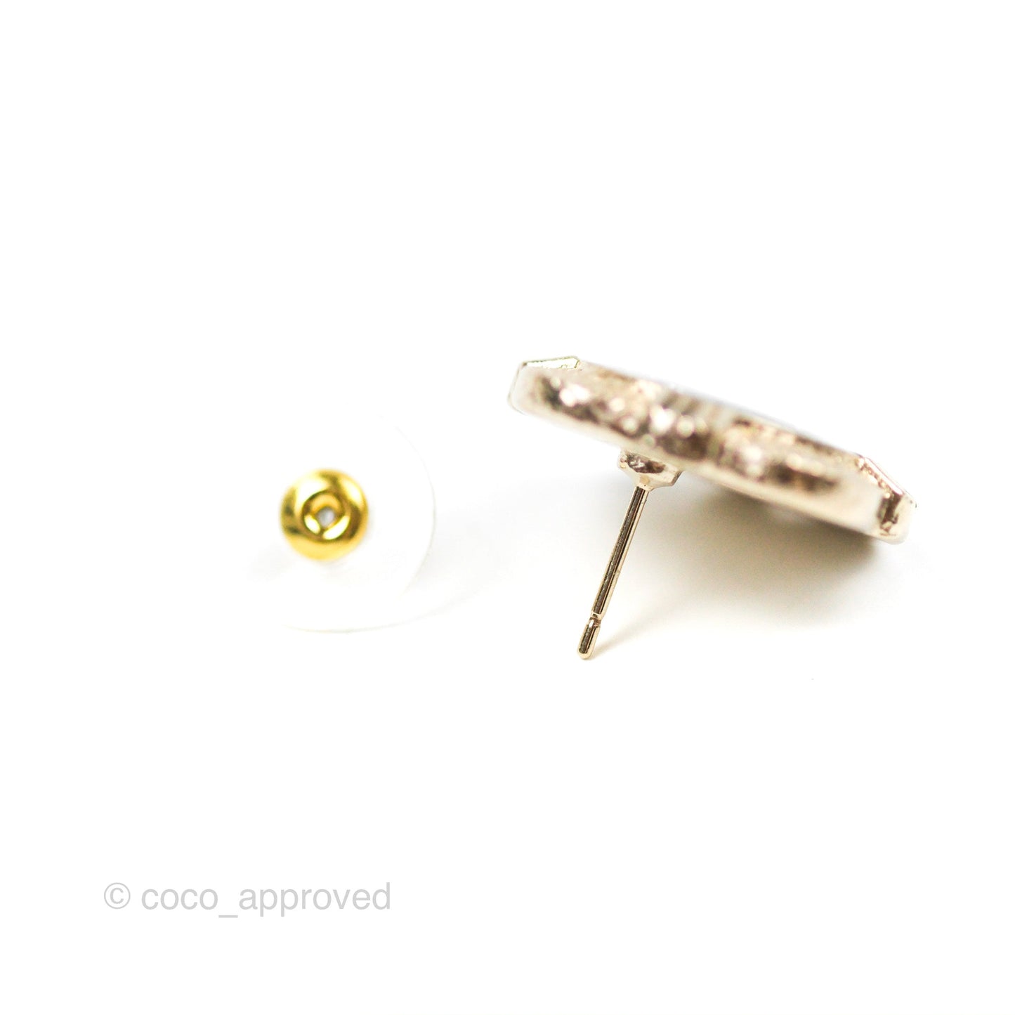 Chanel CC Heart Black Earrings Gold Tone 22V
