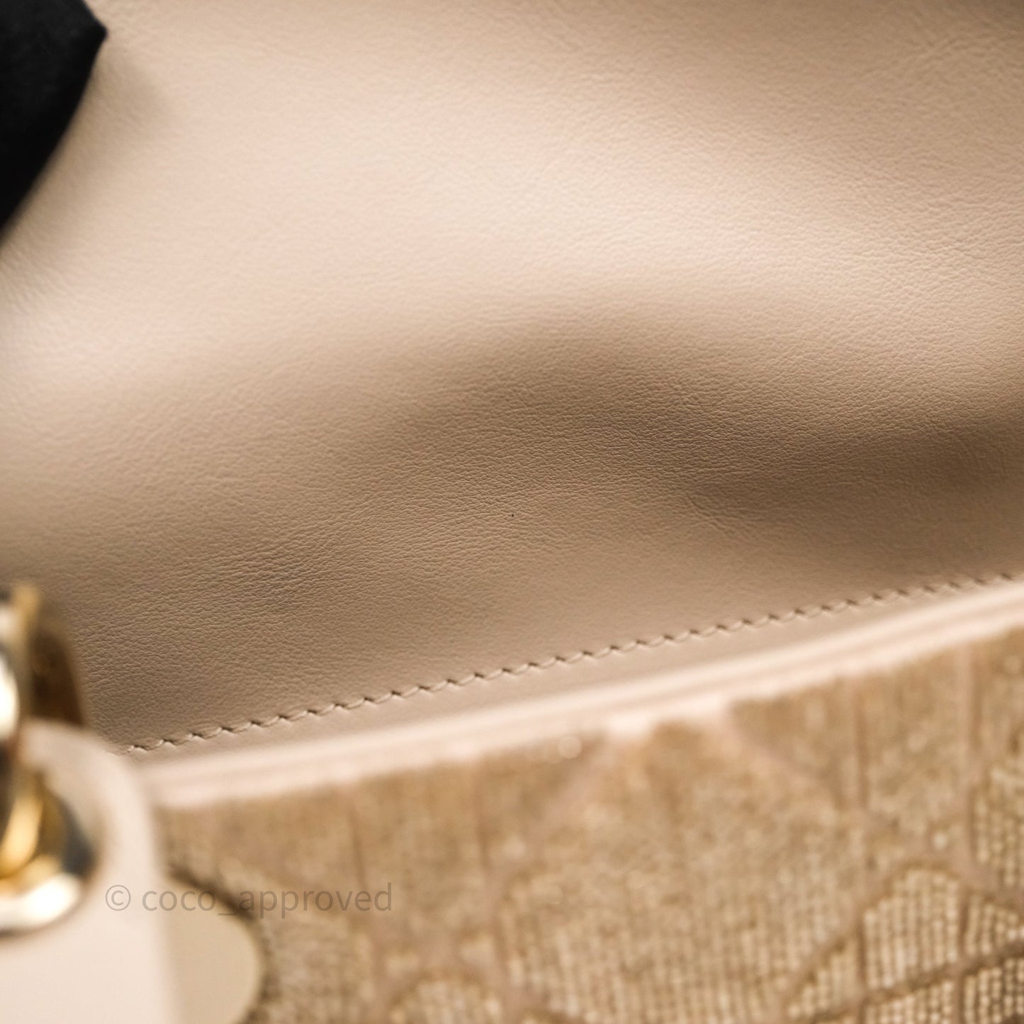 Christian Dior Mini Dior Caramel Beige Microbead-Embroidered Cotton with Cannage Motif