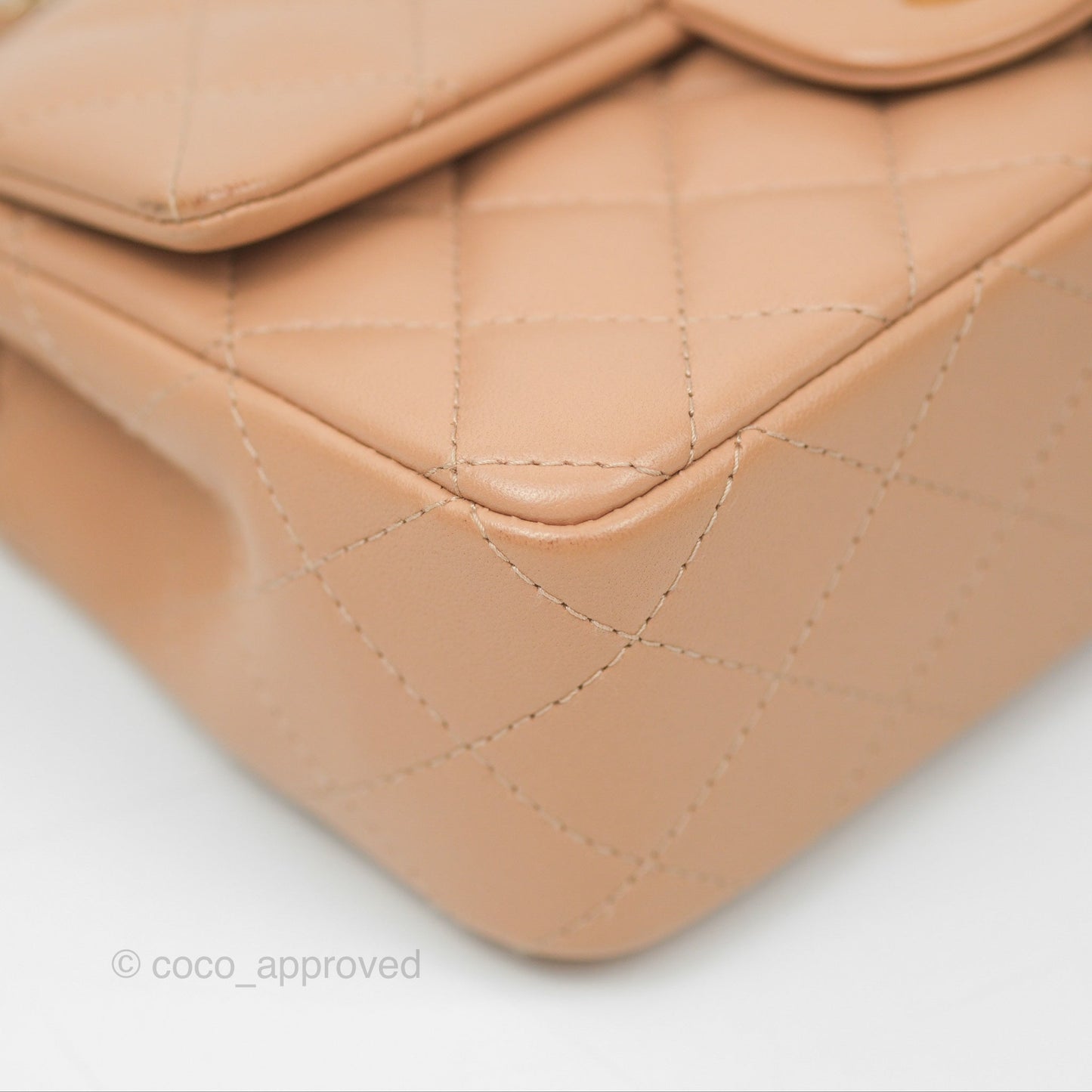Chanel Quilted Mini Rectangular Beige Lambskin Gold Hardware