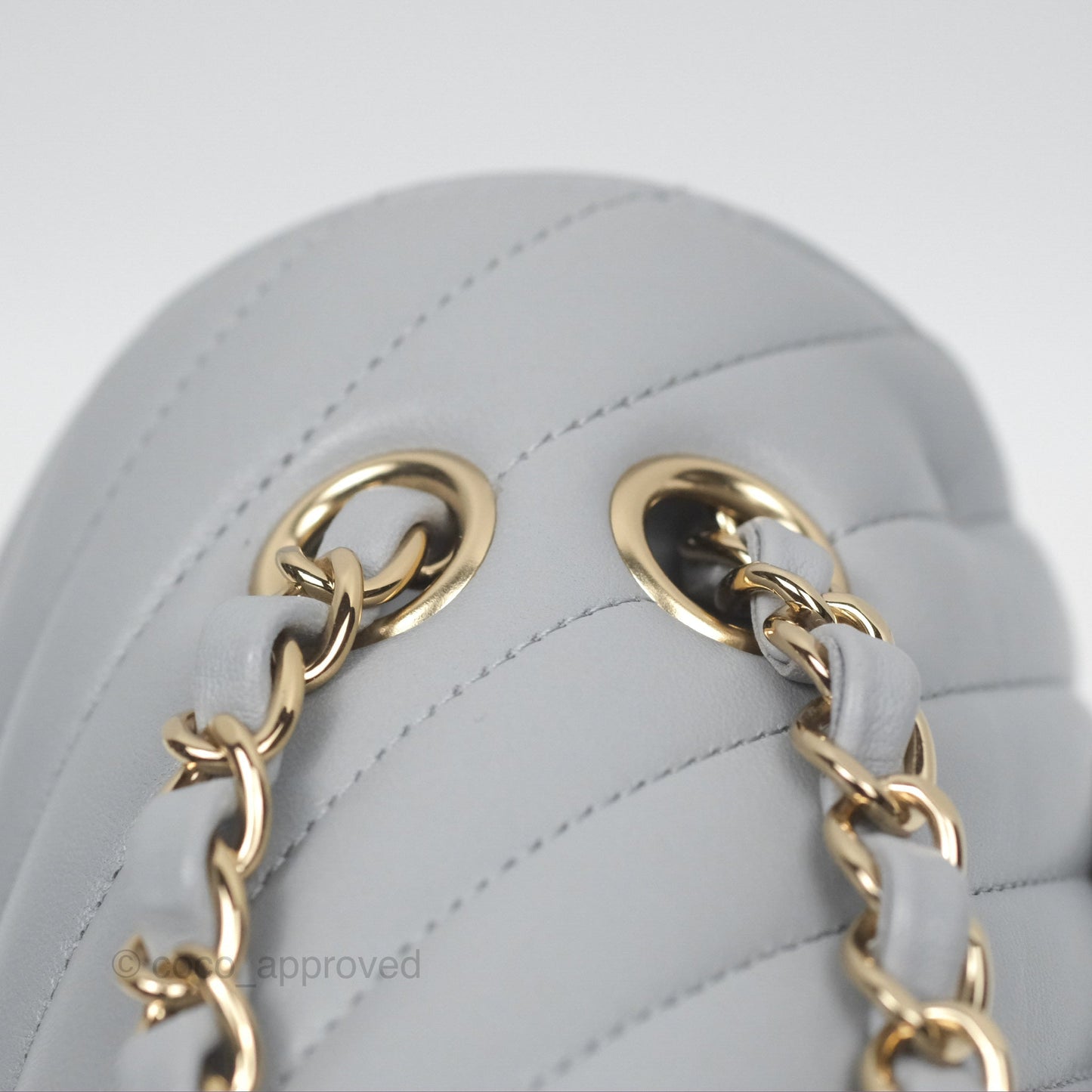Chanel Small Classic Chevron Flap Grey Lambskin Gold Hardware