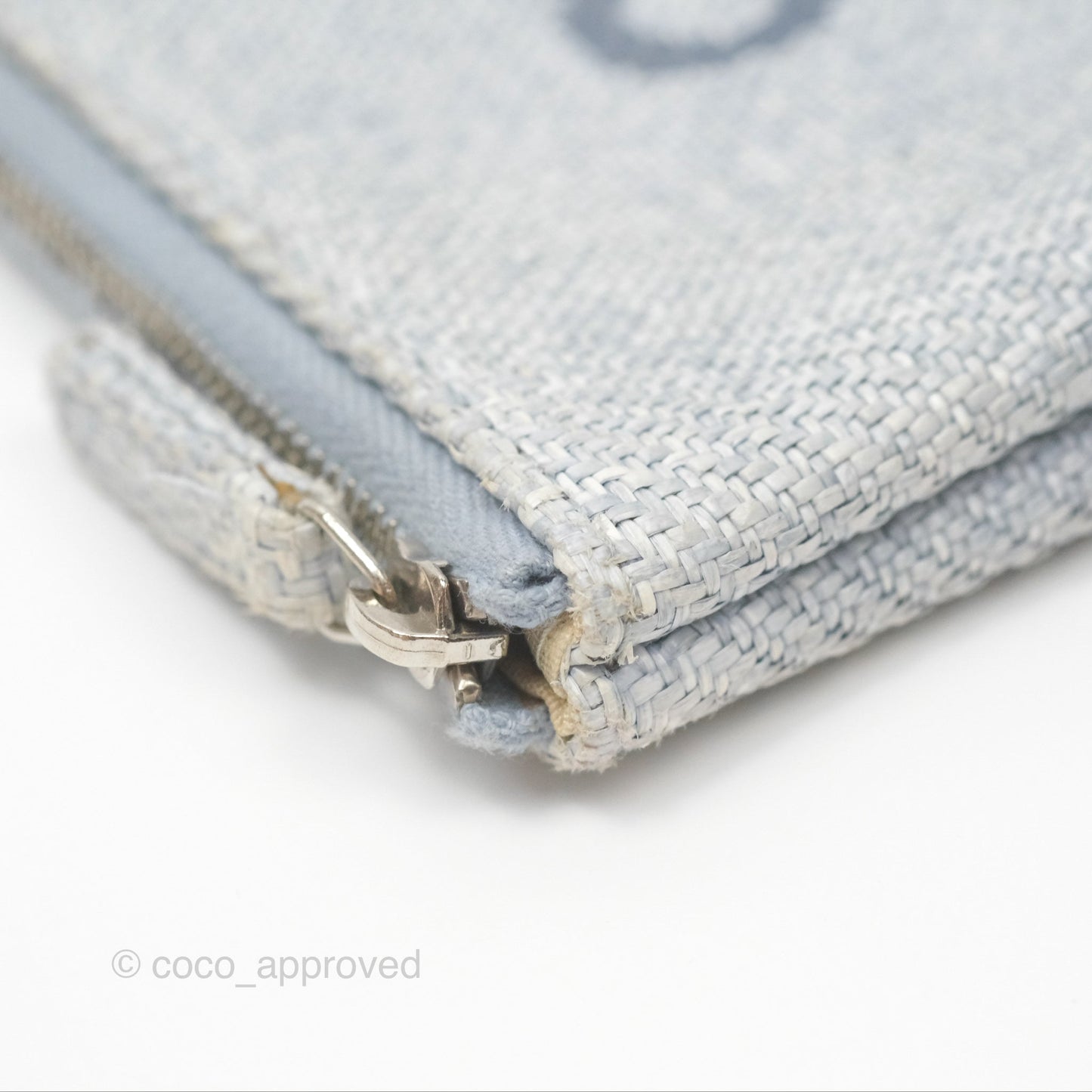 Chanel Deauville Clutch Light Blue Raffia