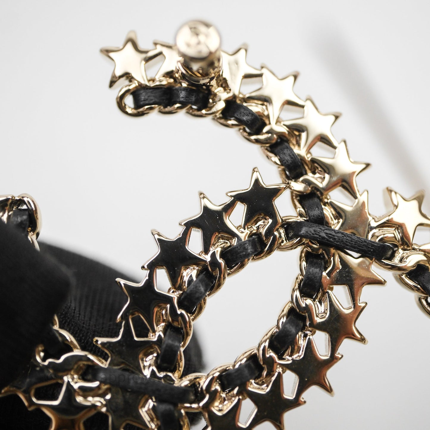 Chanel CC Logo Crystal Star Brooch Gold Tone 23C