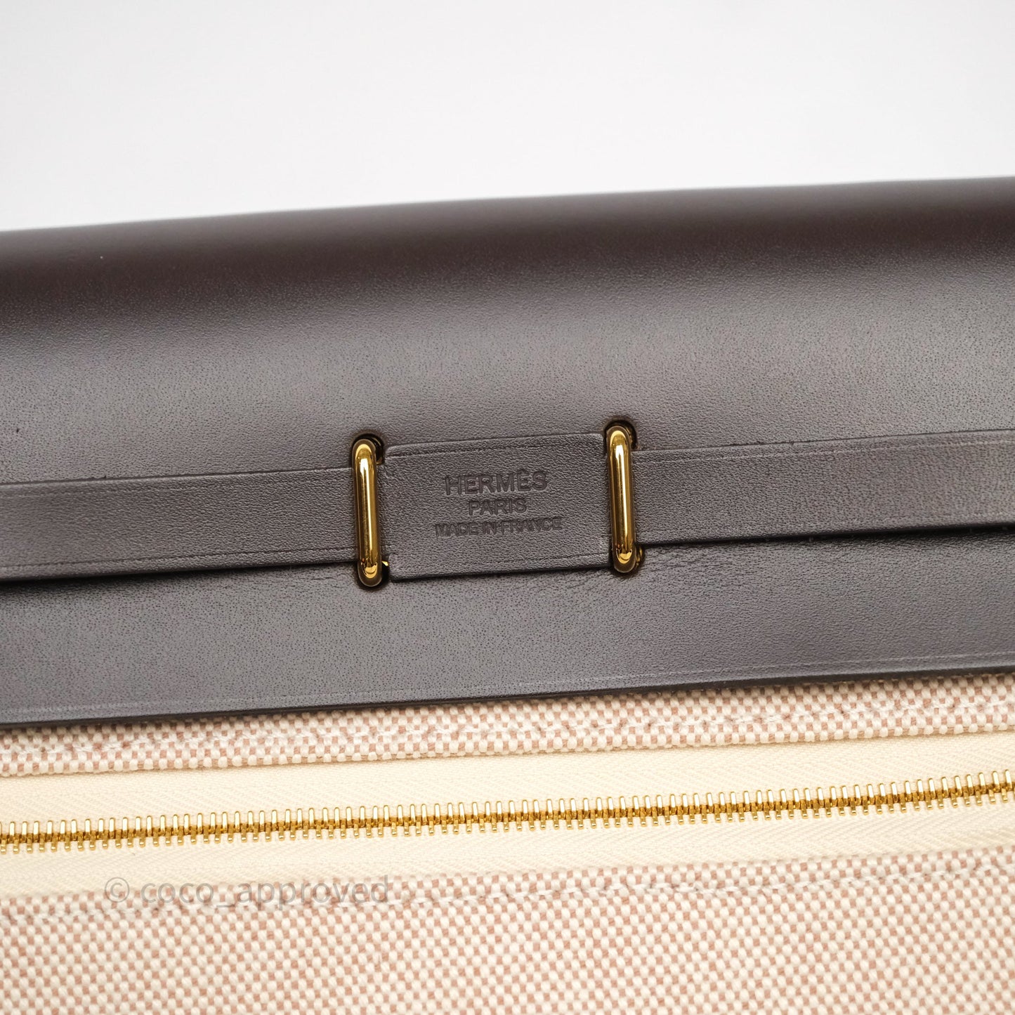 Hermès Herbag Zip 20 Mini Ecru Beige 14/ Ebene 46 Canvas Gold Hardware