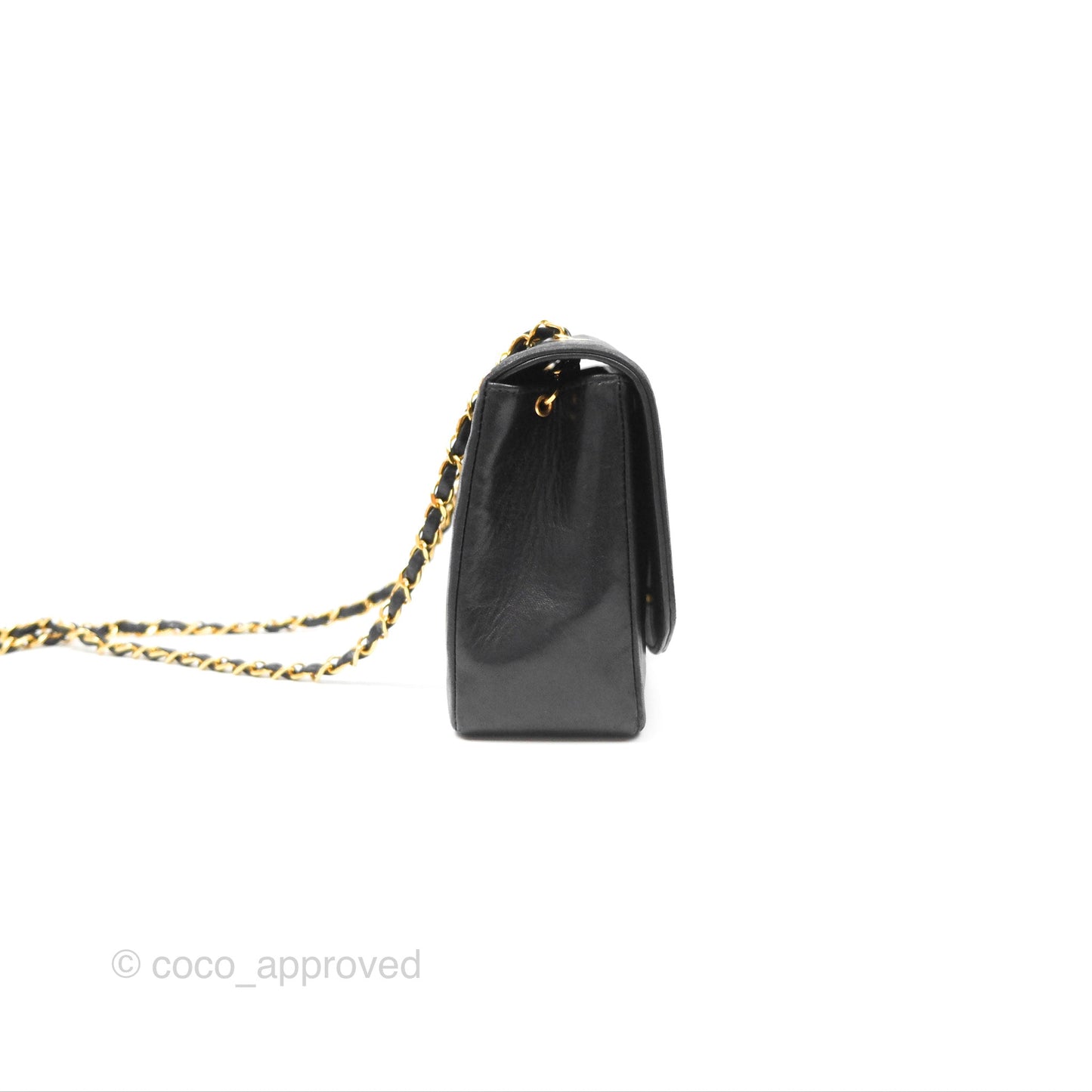 Chanel Vintage Medium Classic Diana Flap Bag Black Lambskin 24K Gold Hardware