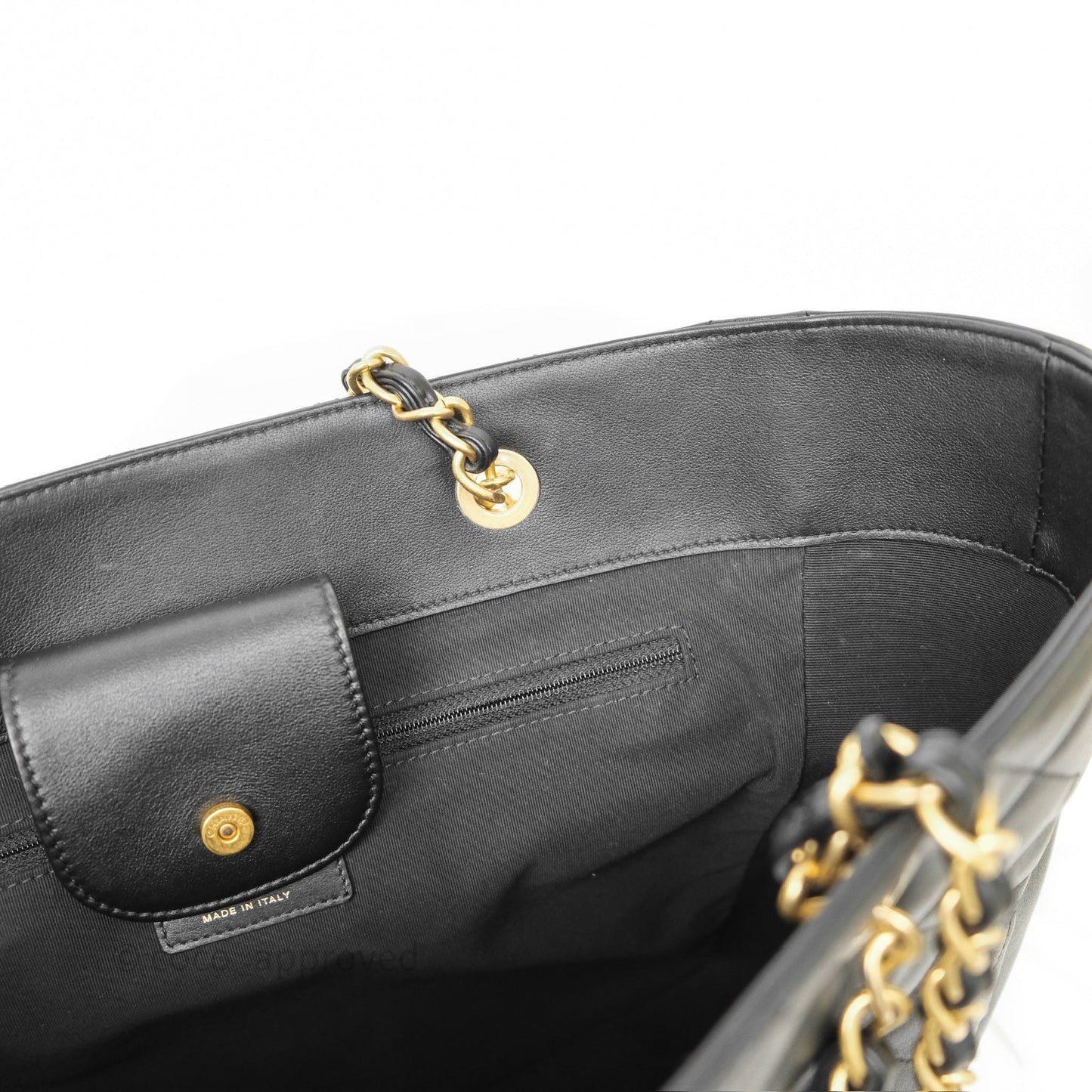 Chanel Stitched Large Shopping Bag Black Calfskin Aged Gold Hardware