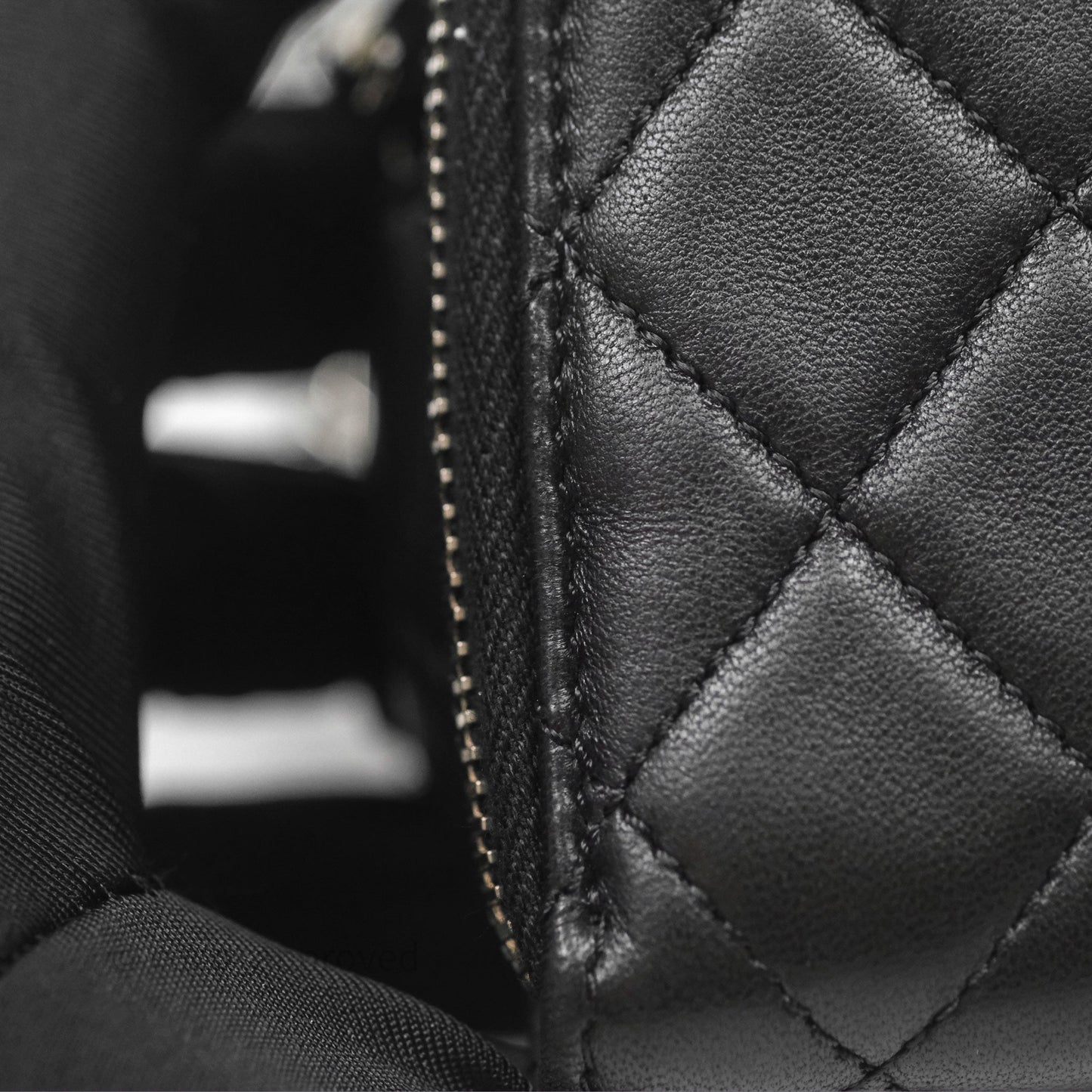 Chanel Mini Quilted Double Pouch Bag Lambskin Sliver Hardware