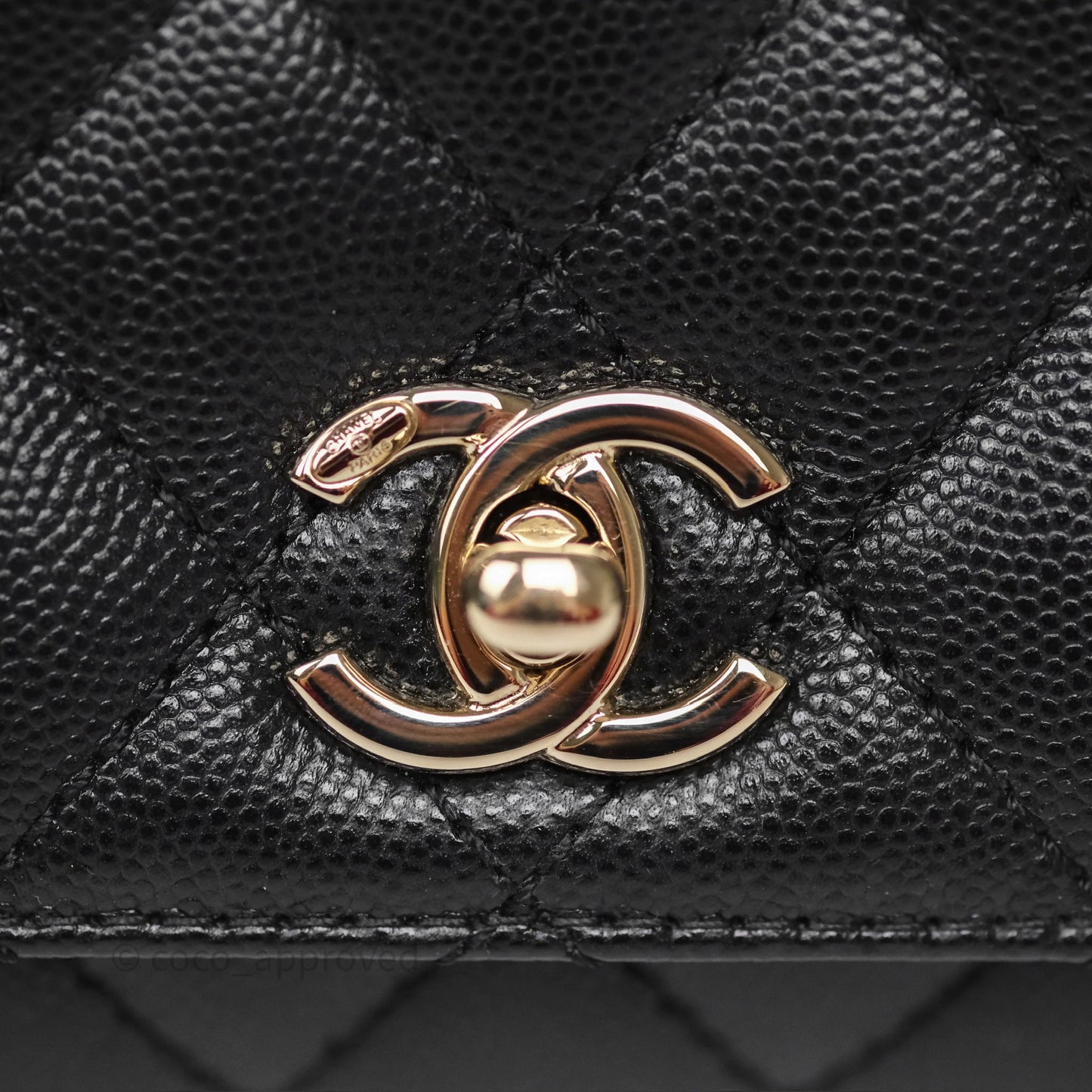 Chanel Mini Coco Handle Quilted Black Caviar Gold Hardware
