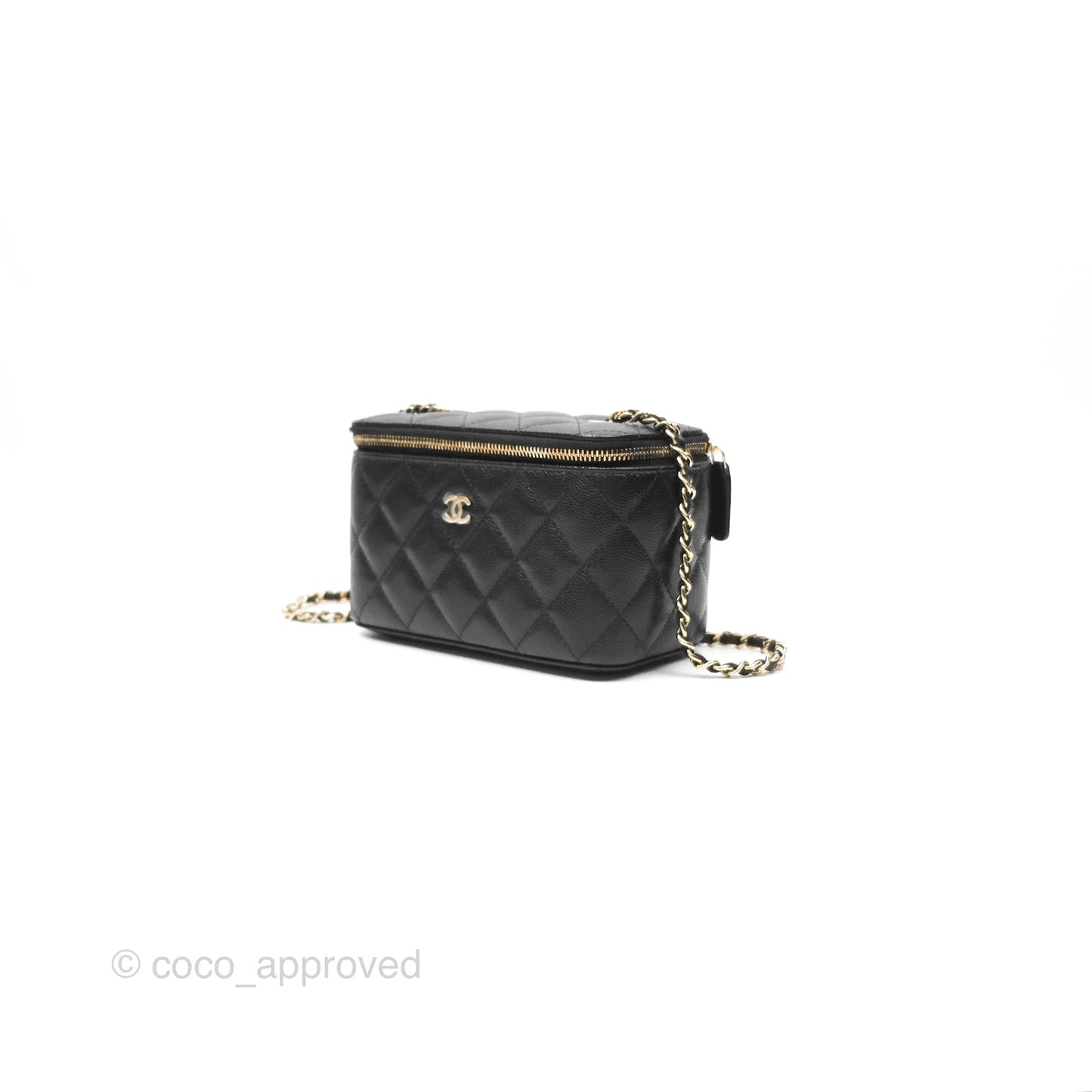 Chanel Vanity Rectangular With Chain Black Caviar Gold Hardware