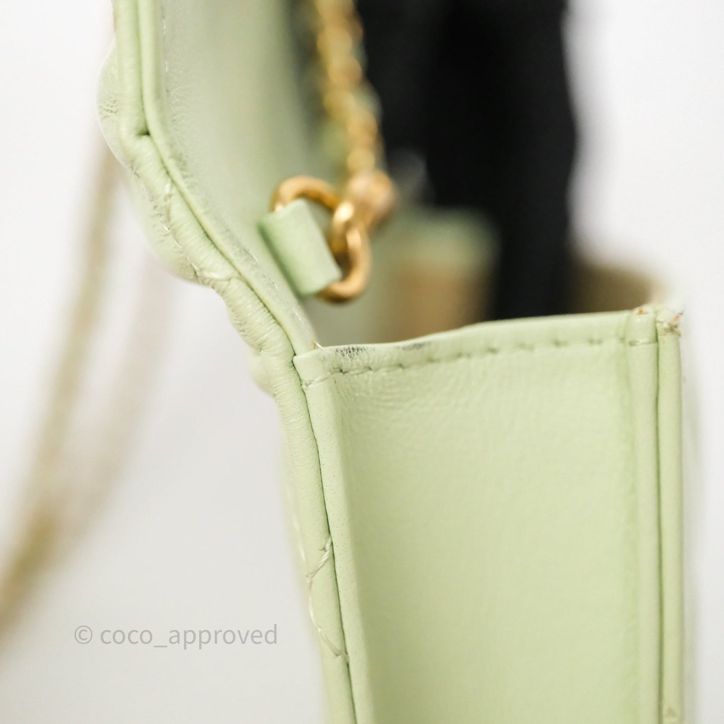 Chanel Pearl Crush Mini Clutch Belt Bag Green Lambskin Aged Gold Hardware