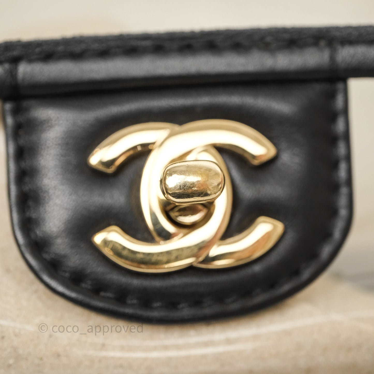 Chanel Medium Sand By The Sea PVC Flap Black Lambskin Gold Hardware