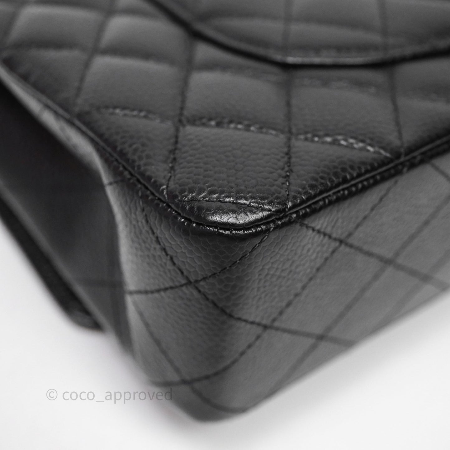 Chanel Quilted Classic M/L Medium Flap Black Caviar Gold Hardware