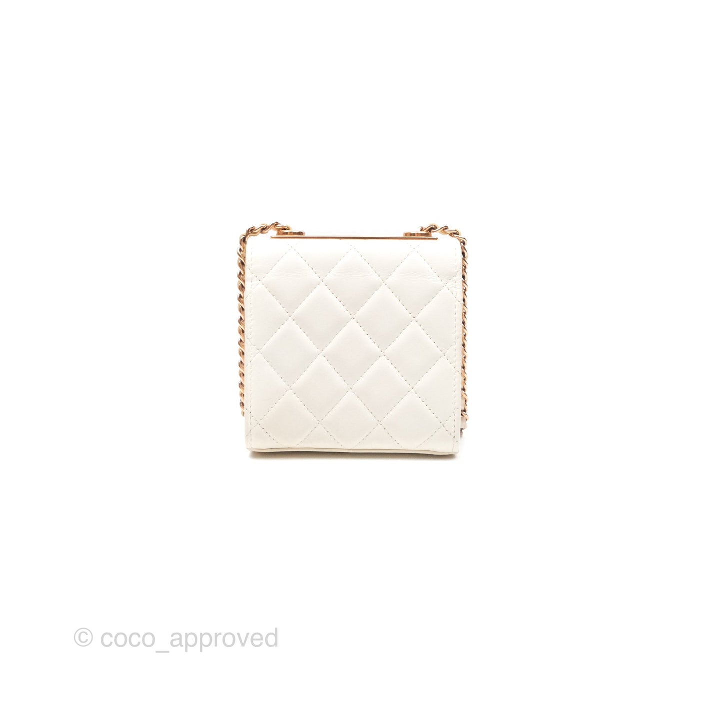 Chanel Mini Quilted Trendy CC Clutch With Chain White Lambskin Rose Gold Hardware