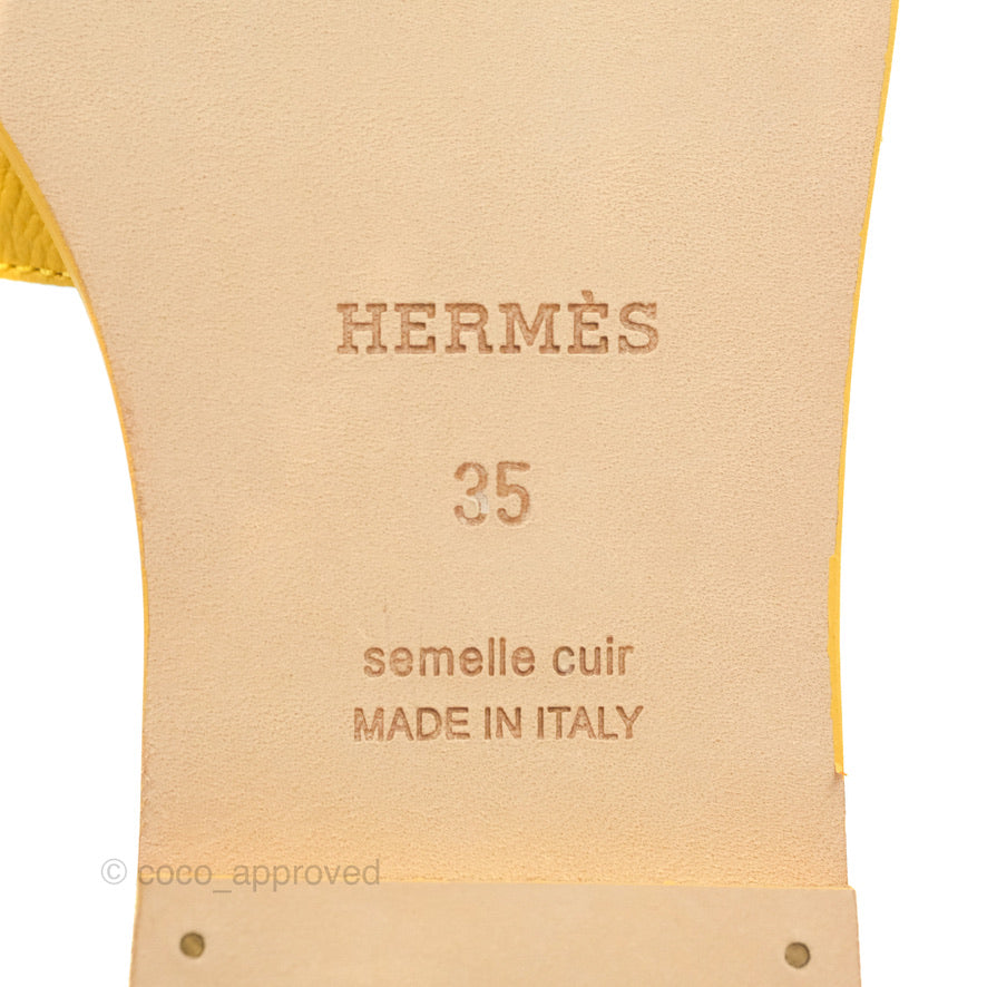 Hermès Oran Sandals in Mustard Yellow Size 35