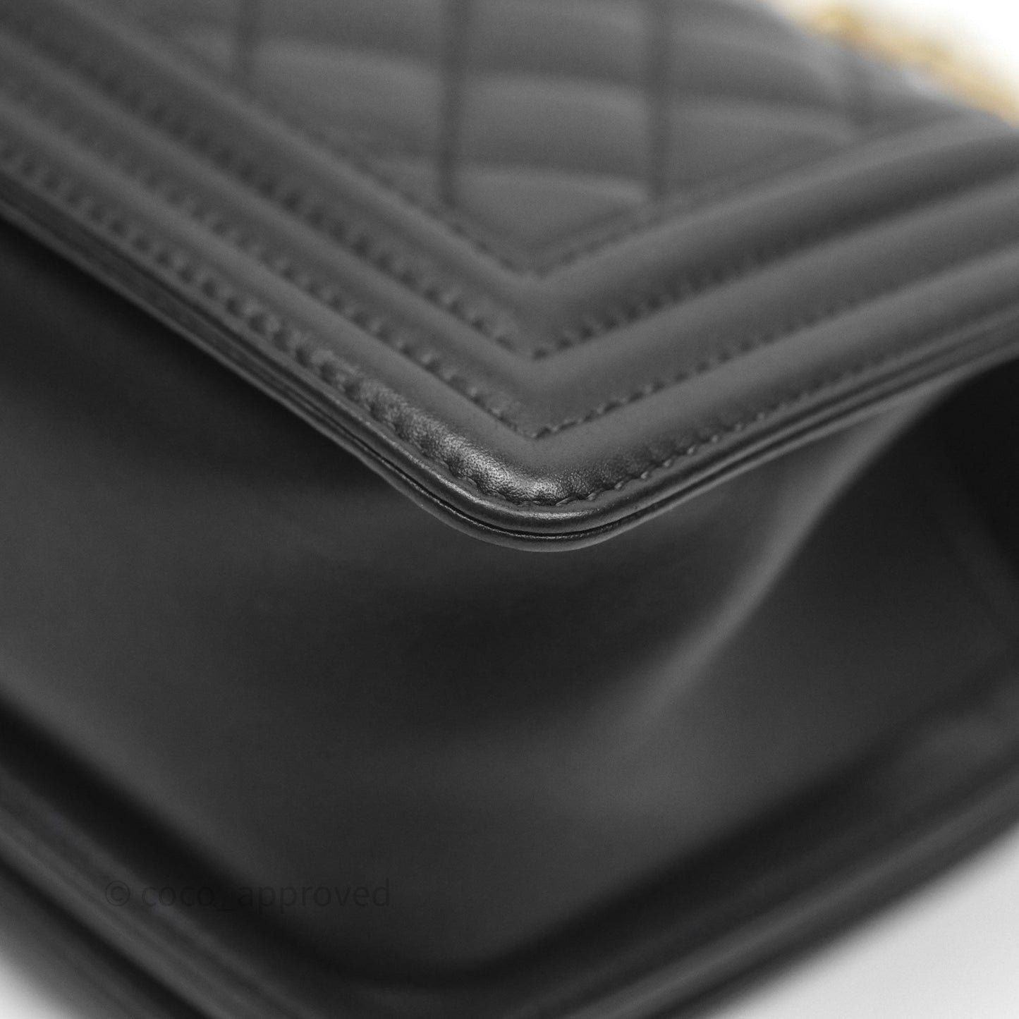 Chanel Small Boy Quilted Black Calfskin Aged Gold Hardware