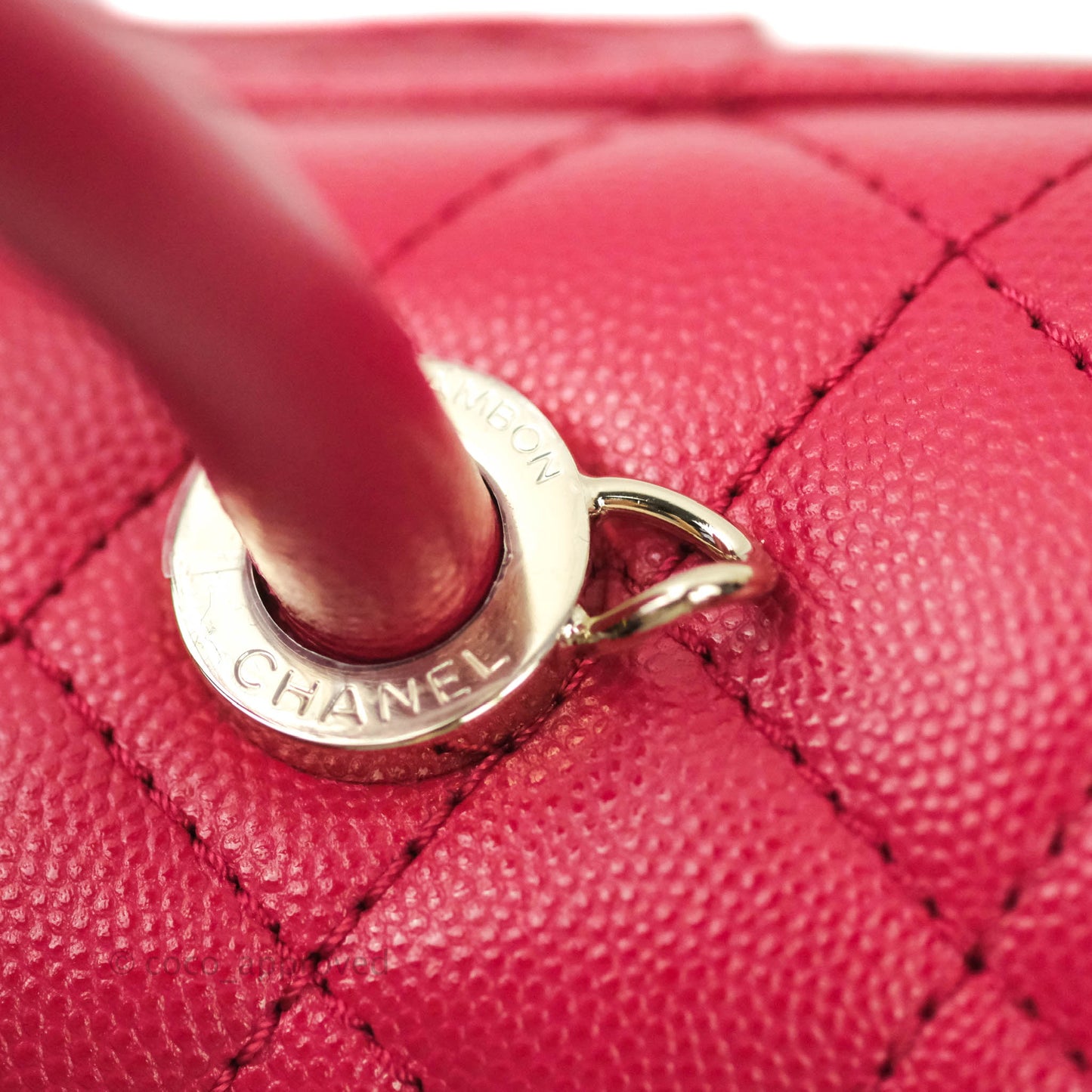 Chanel Mini (Small) Coco Handle Quilted Red Caviar Gold Hardware 21A