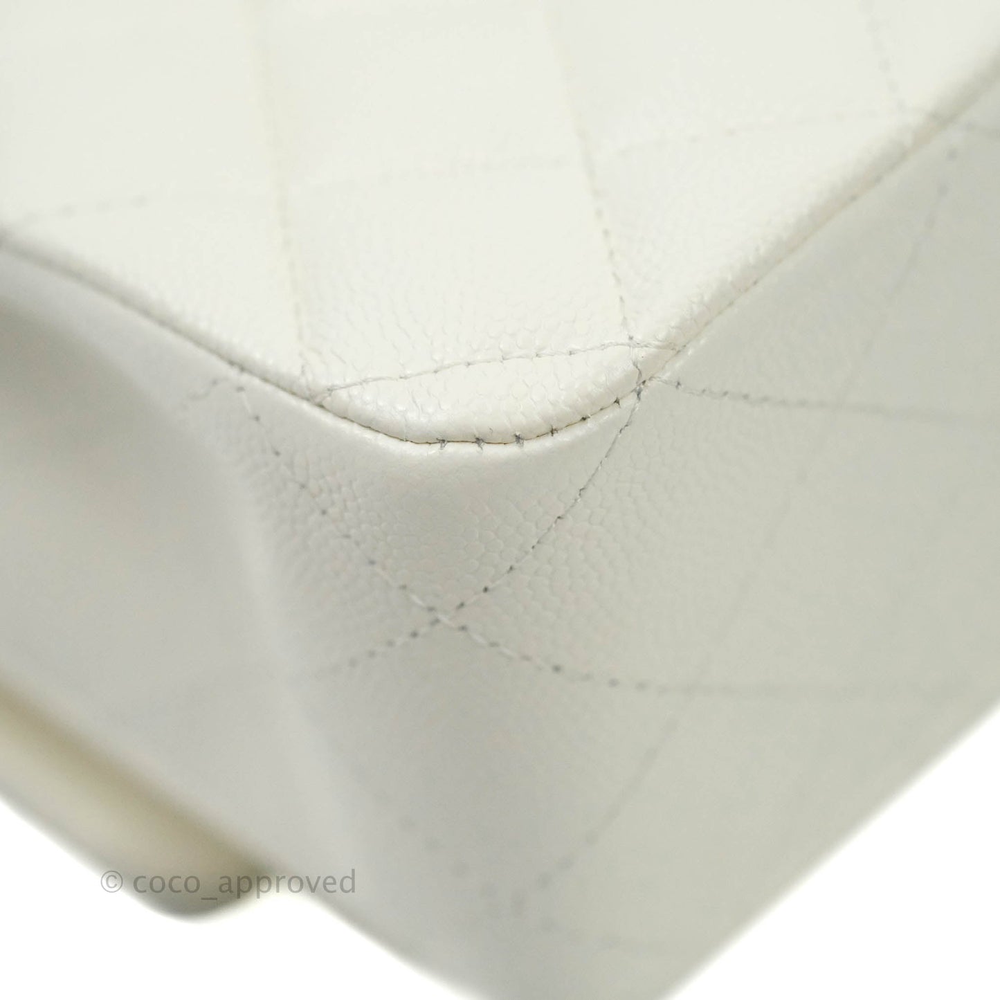 Chanel Classic M/L Medium Double Flap Ivory White Caviar Gold Hardware