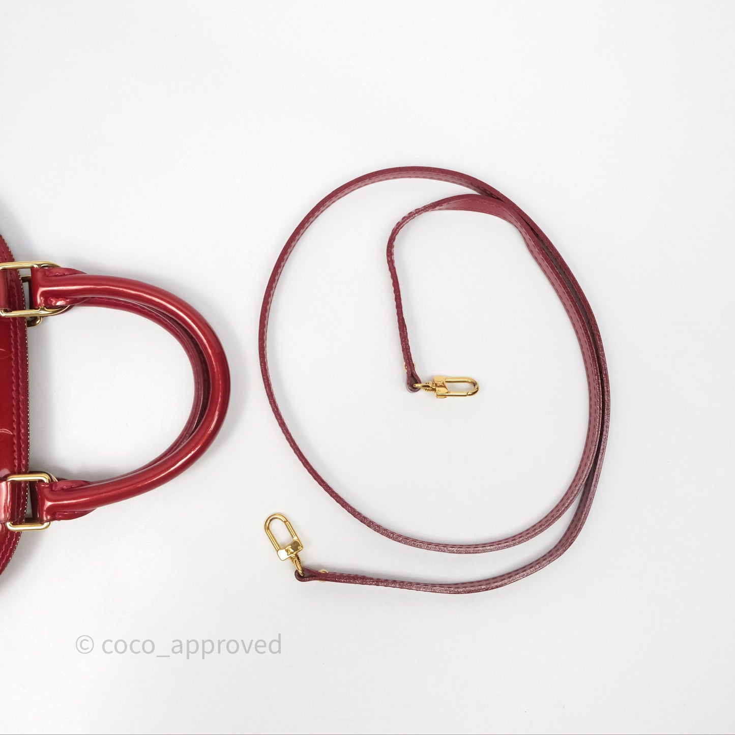 Louis Vuitton Alma BB Red Patent Gold Hardware