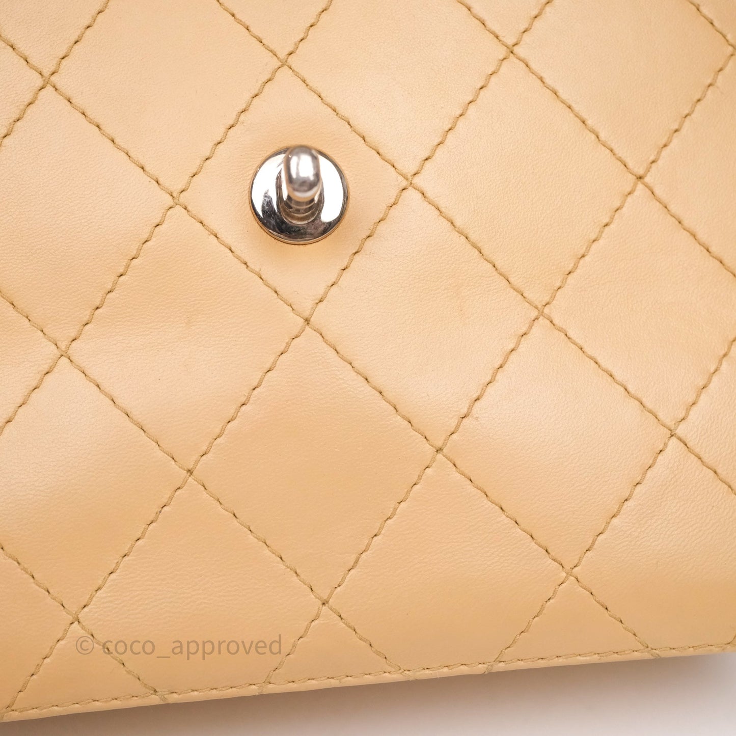 Chanel Vintage Quilted Kelly Shoulder Bag Beige Silver Hardware