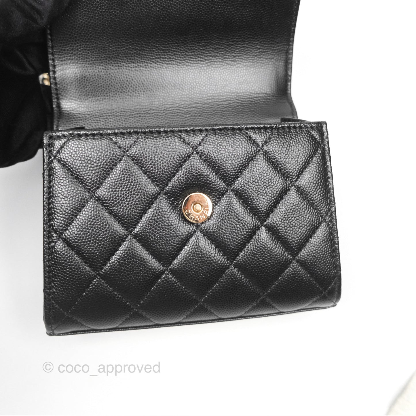 Chanel Kelly Clutch With Chain Black Caviar Gold Hardware