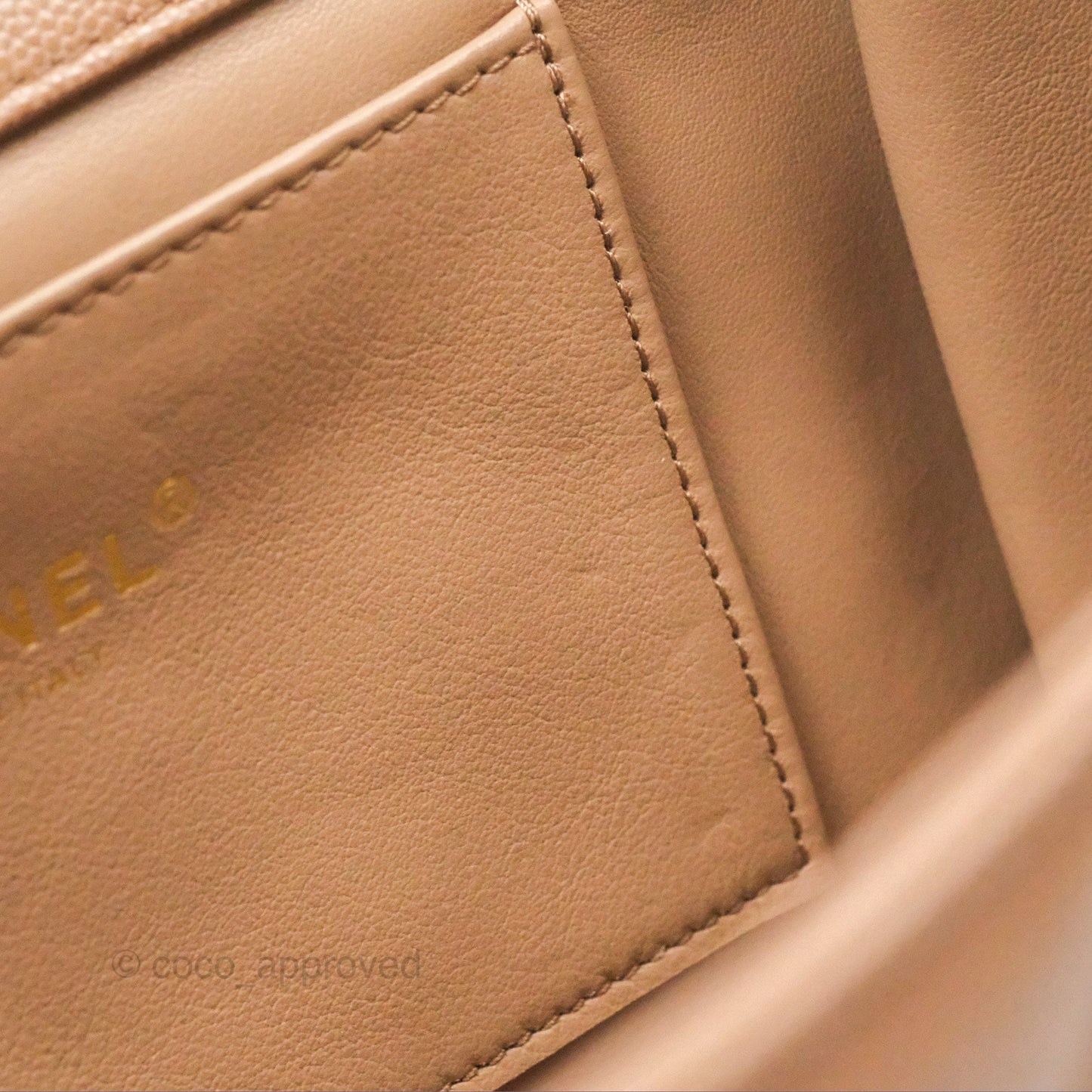 Chanel Coco First Dark Beige Flap Bag Caviar Gold Hardware 22K