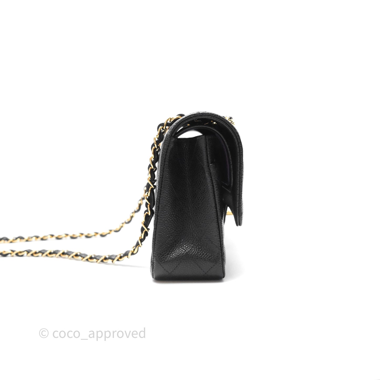 Chanel M/L Medium Classic Flap Quilted Black Caviar Gold Hardware