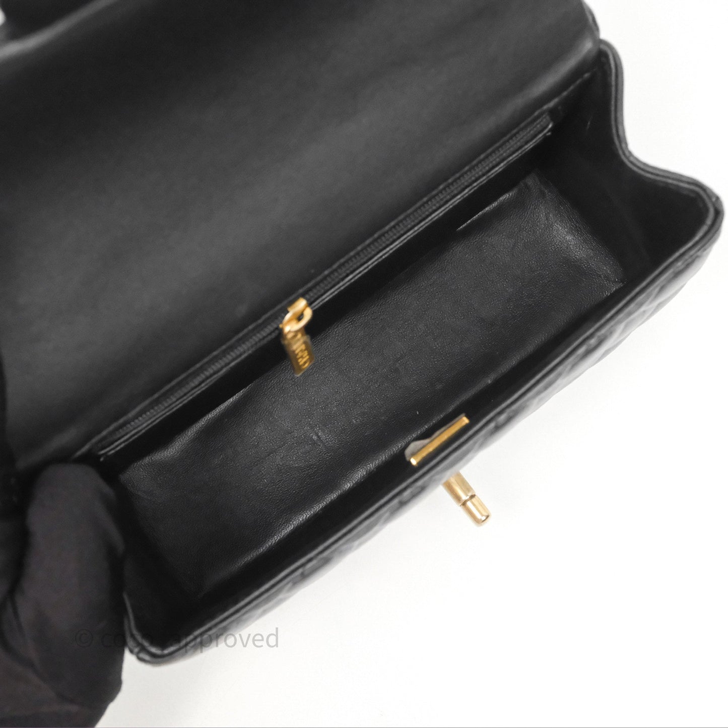 Chanel Metal Top Handle Mini Rectangular Flap Bag Black Lambskin Aged Gold Hardware