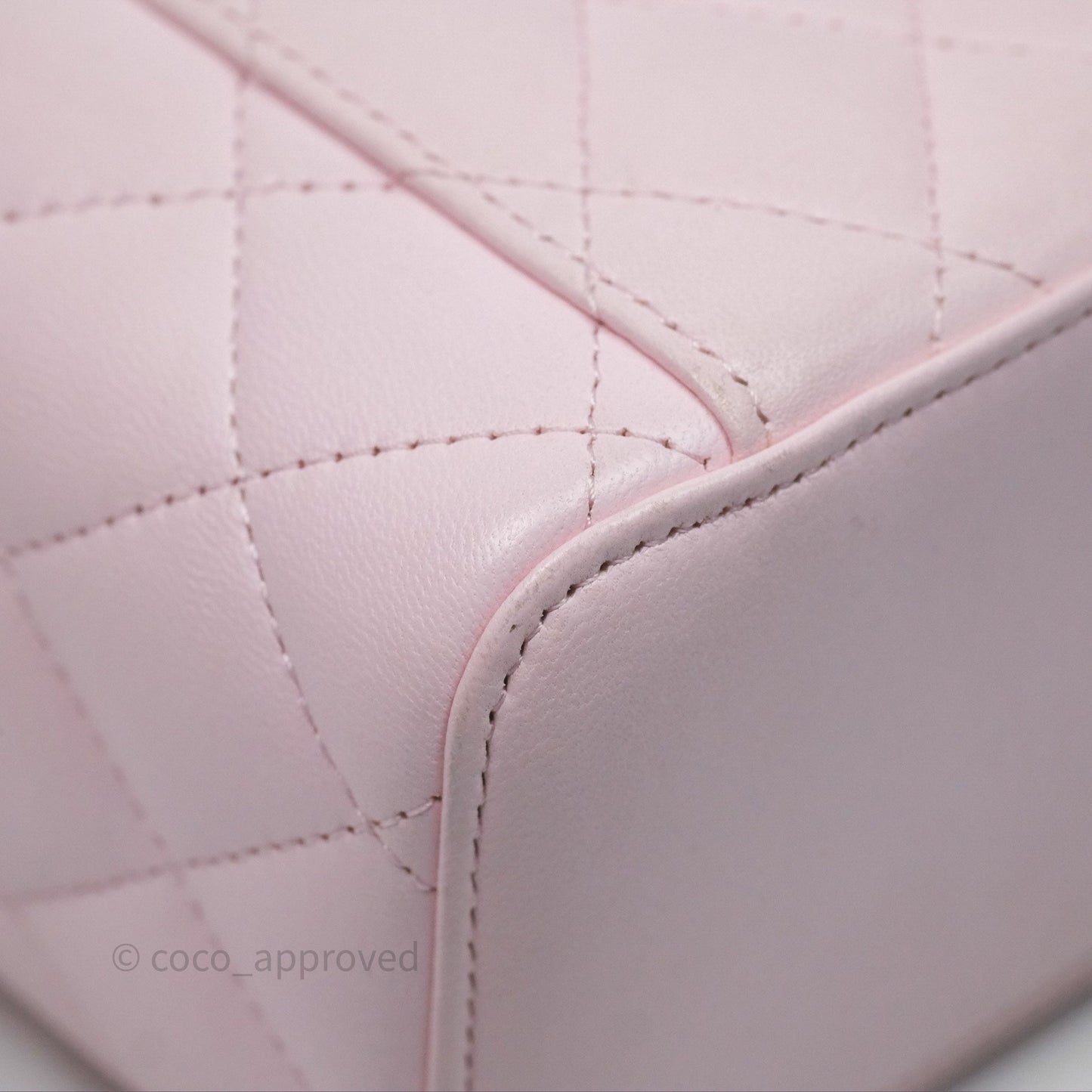 Chanel Vanity Rectangular Top Handle Light Pink Lambskin Gold Hardware