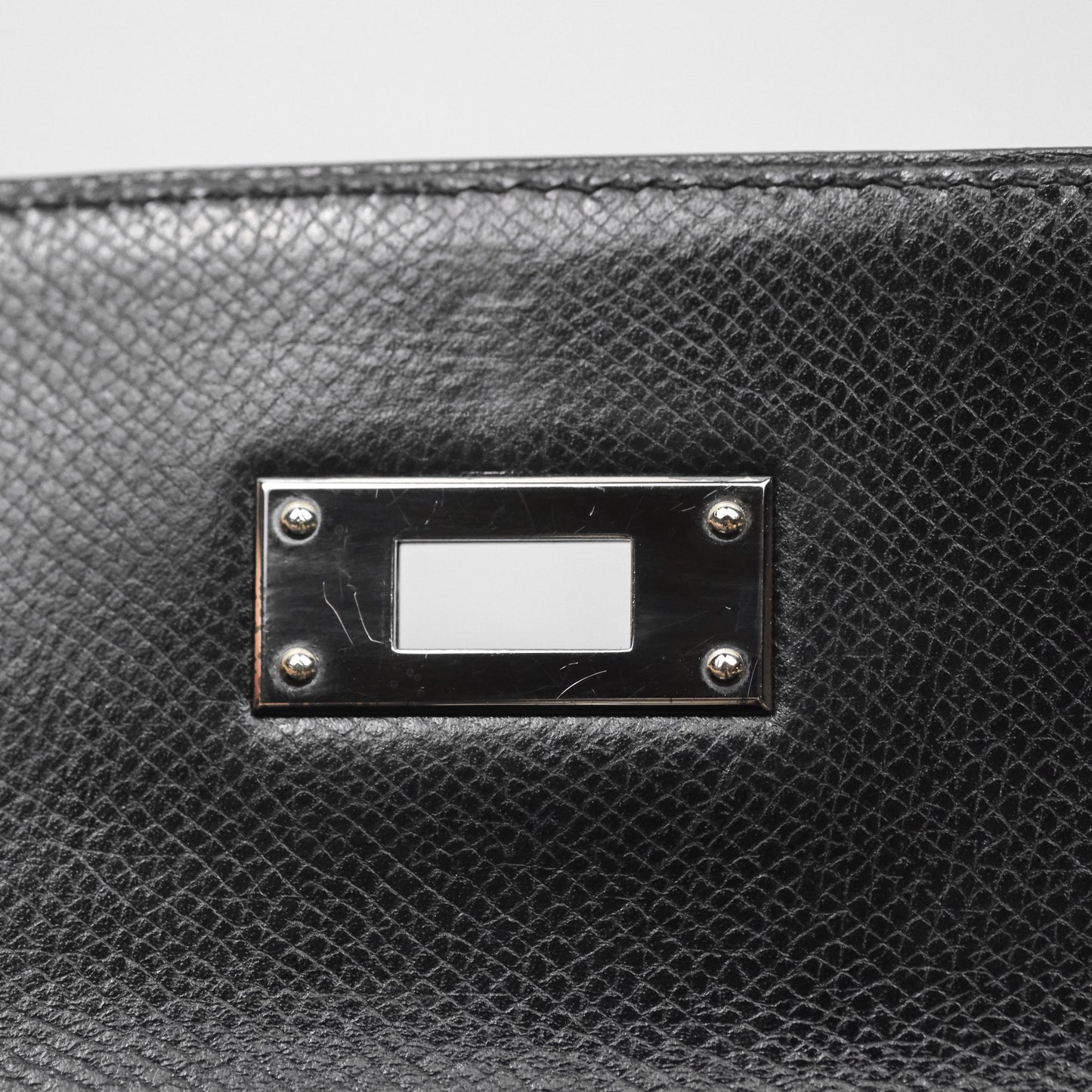 Hermès Vintage Kelly 28 Sellier Noir 89 Courchevel Palladium Hardware