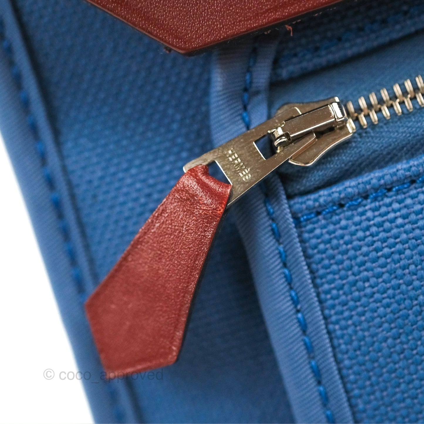Hermès Herbag Zip 31 Rouge H/Bleu Agate Canvas Palladium Hardware