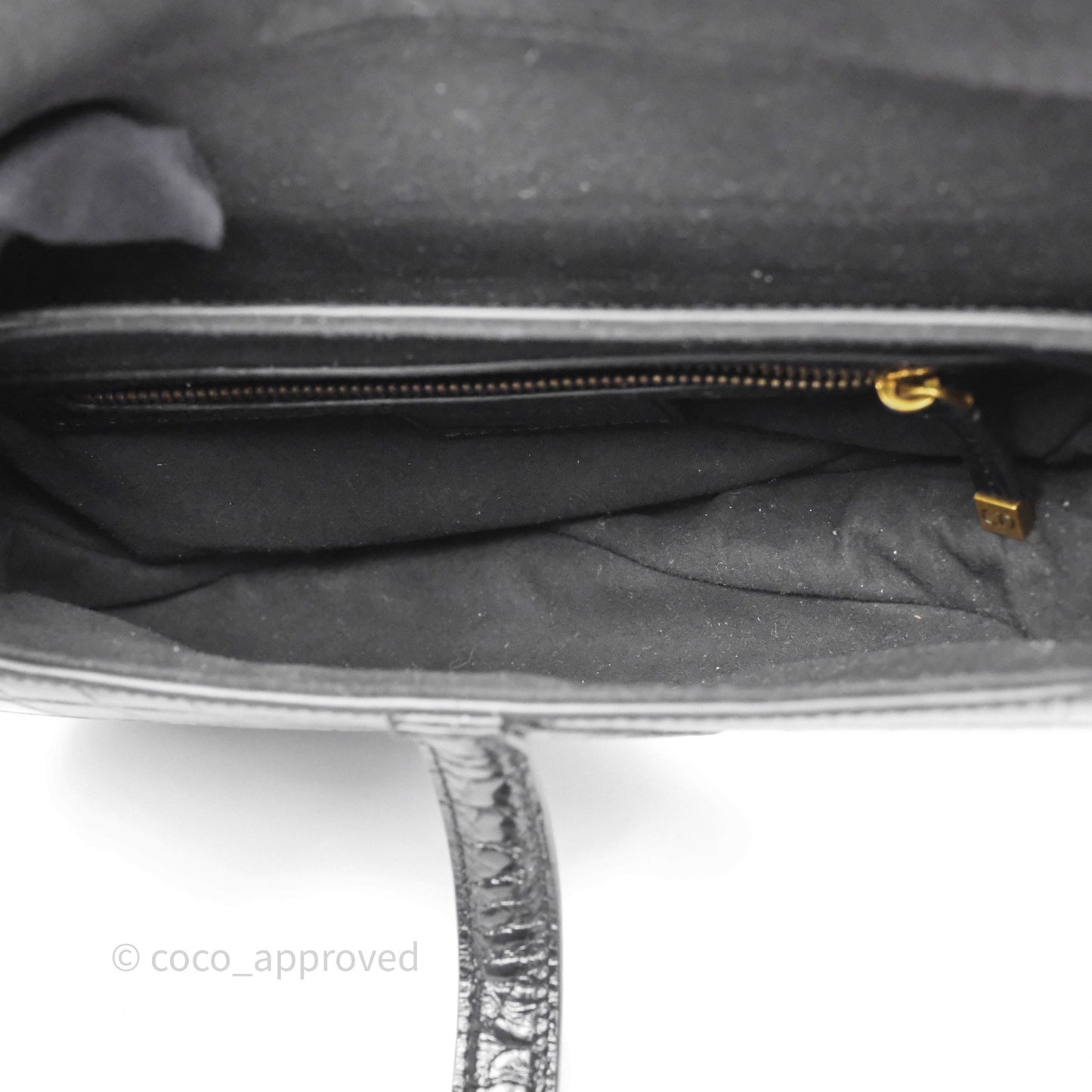 Christian Dior Saddle Bag Black Shiny Crocodile Gold Hardware