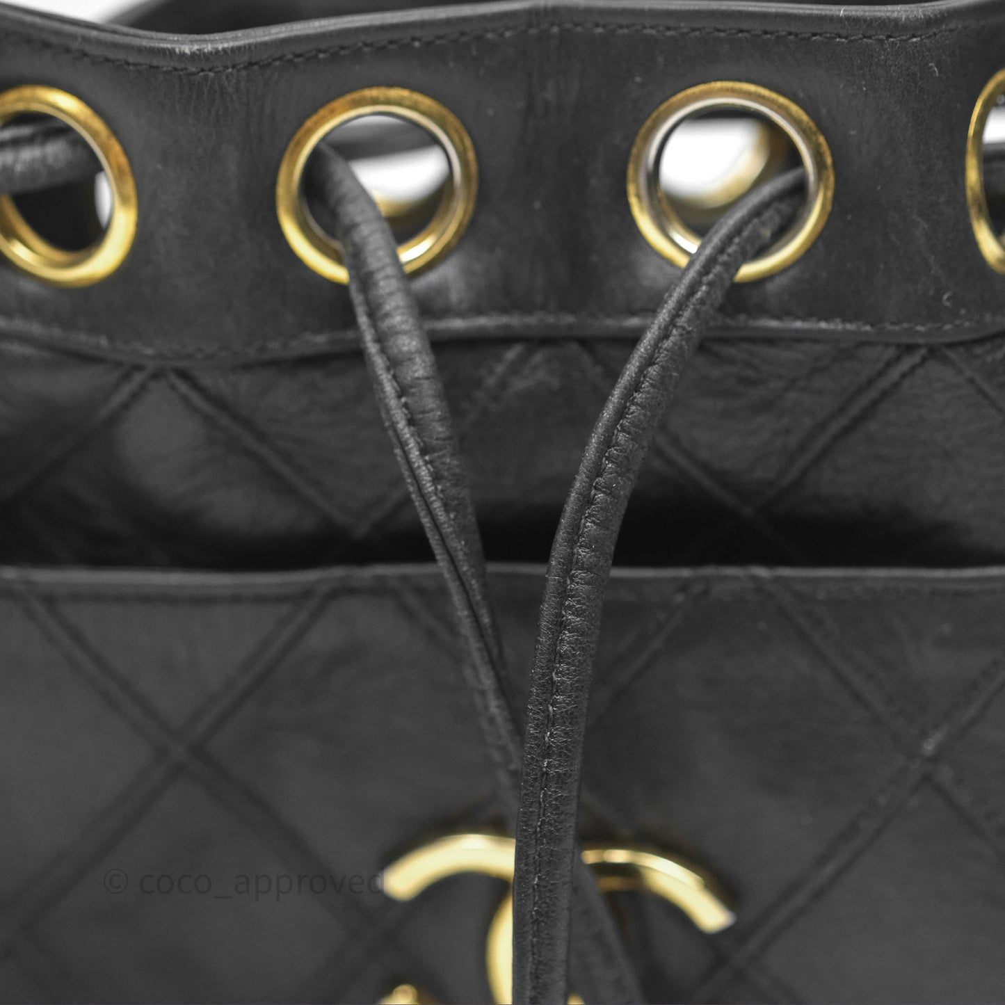 Chanel Vintage Mini CC Bucket Bag Black Lambskin Gold Hardware