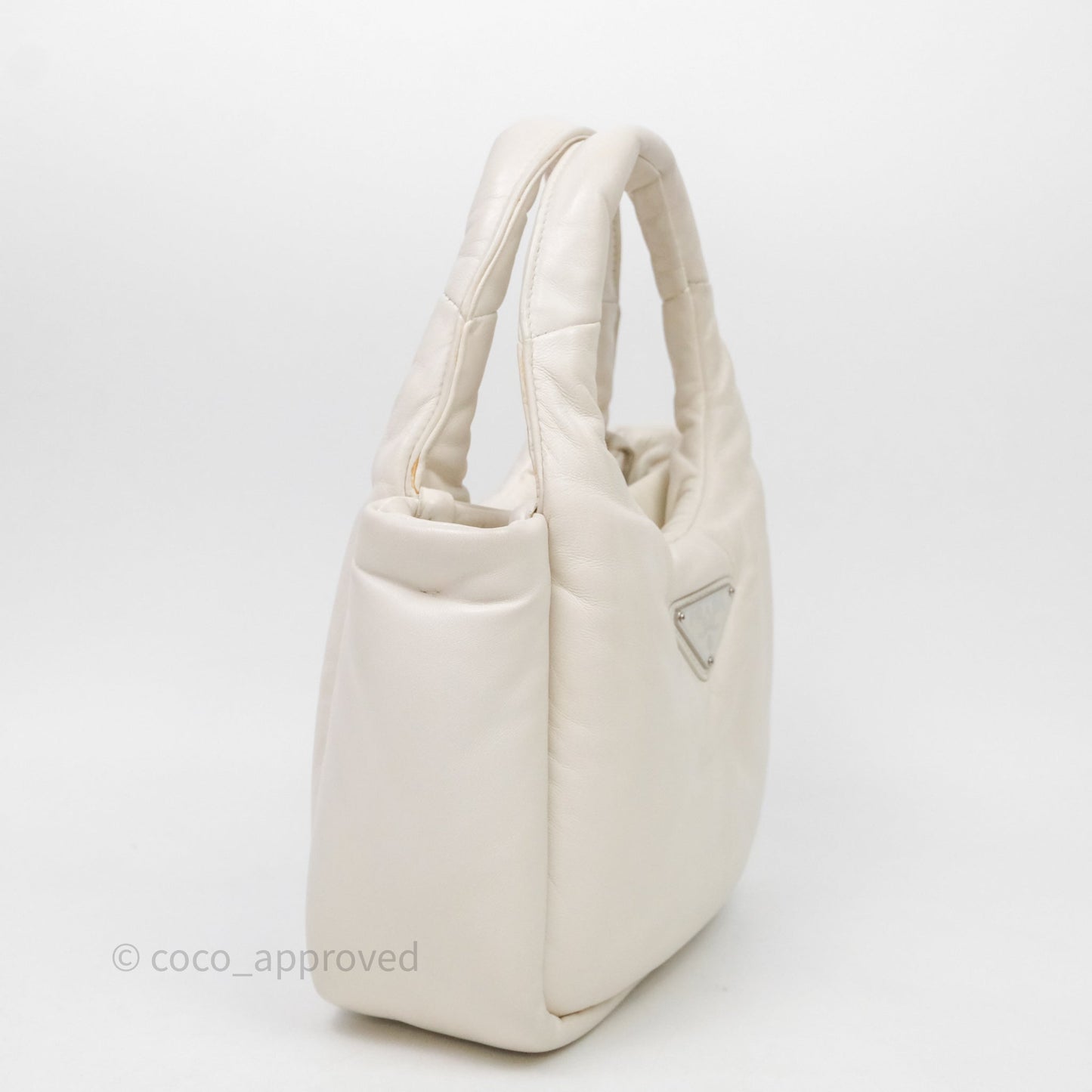 Prada Soft Tote Bag Ivory Silver Hardware
