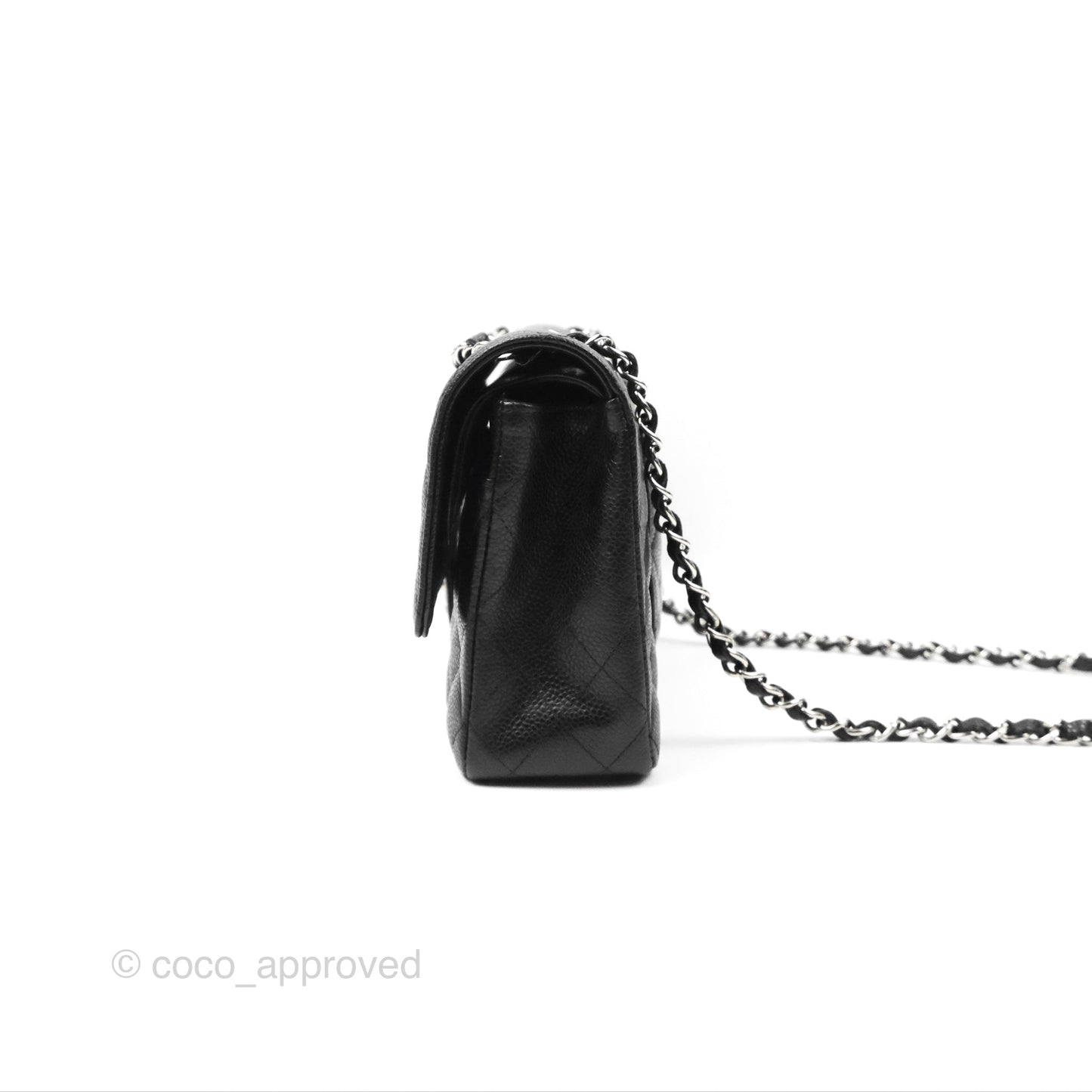 Chanel Classic M/L Medium Flap Quilted Black Caviar Silver Hardware