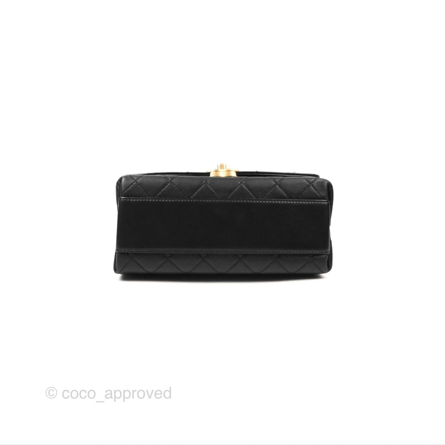 Chanel La Parisienne Top Handle Flap Bag Black Lambskin Aged Gold Hardware