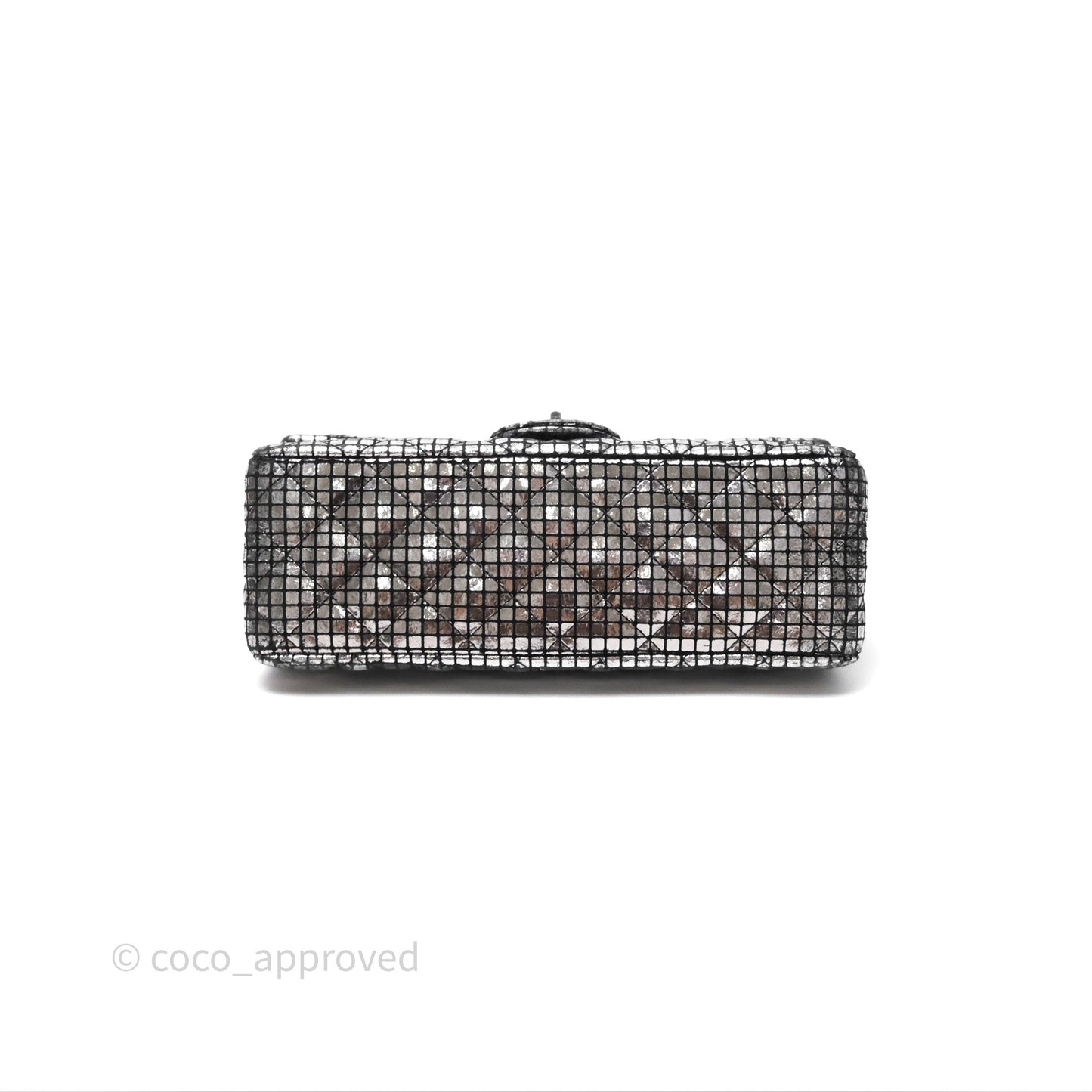 Chanel Mirror Reissue 2.55 Quilted Silver Suede Calfskin Gun Metal Hardware