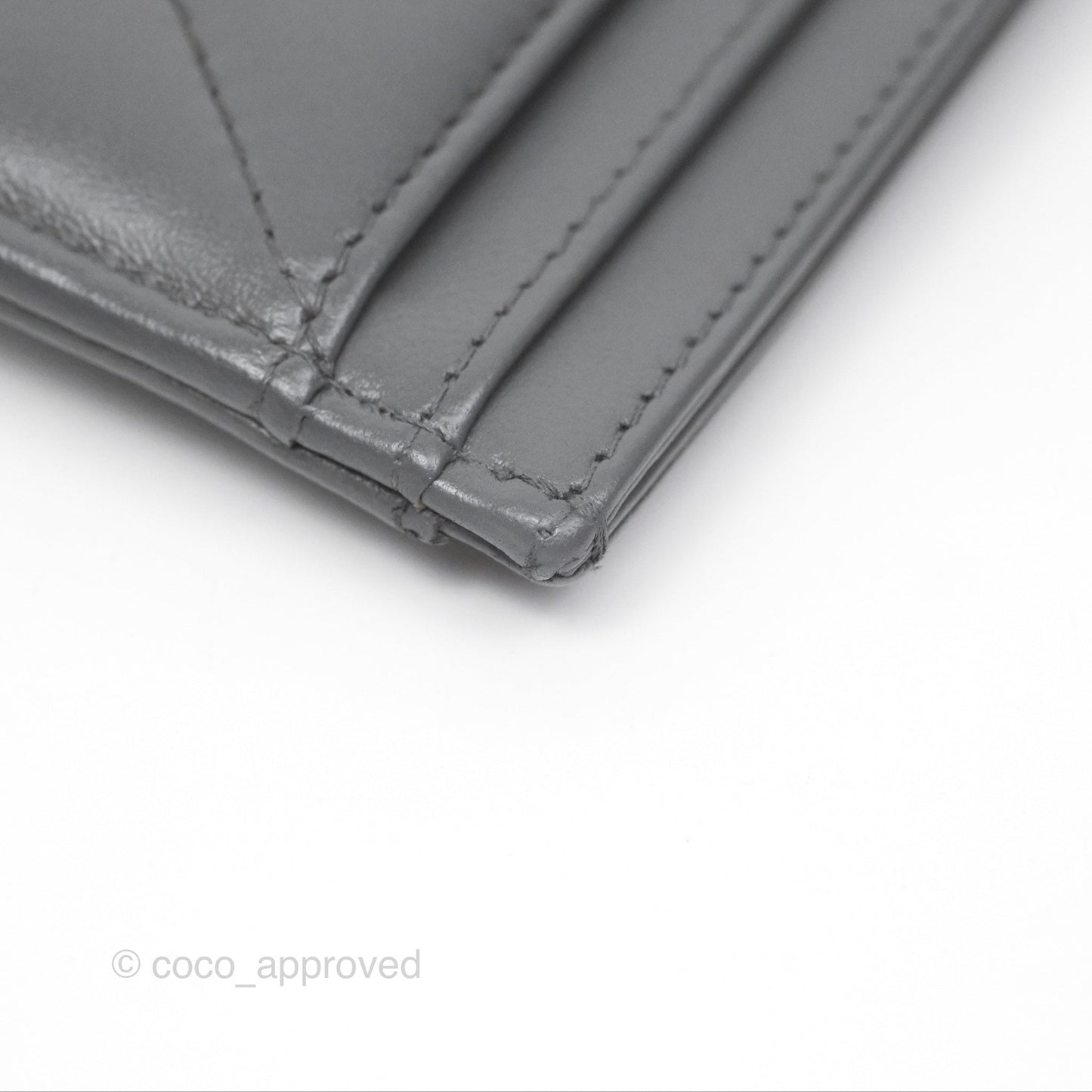 Chanel 19 Quilted Flat Card Holder Dark Grey Lambskin