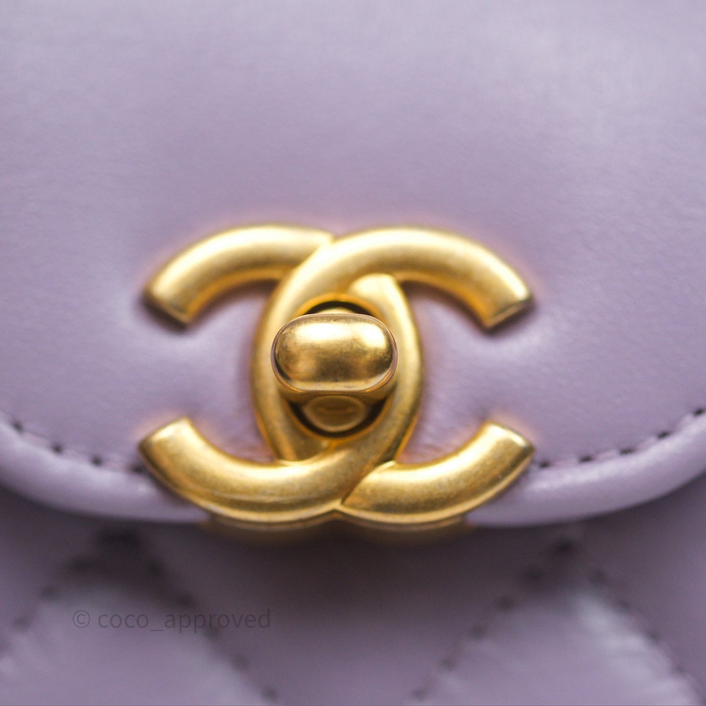 Chanel Mini Nano Kelly Bag Purple Shiny Calfskin Aged Gold Hardware