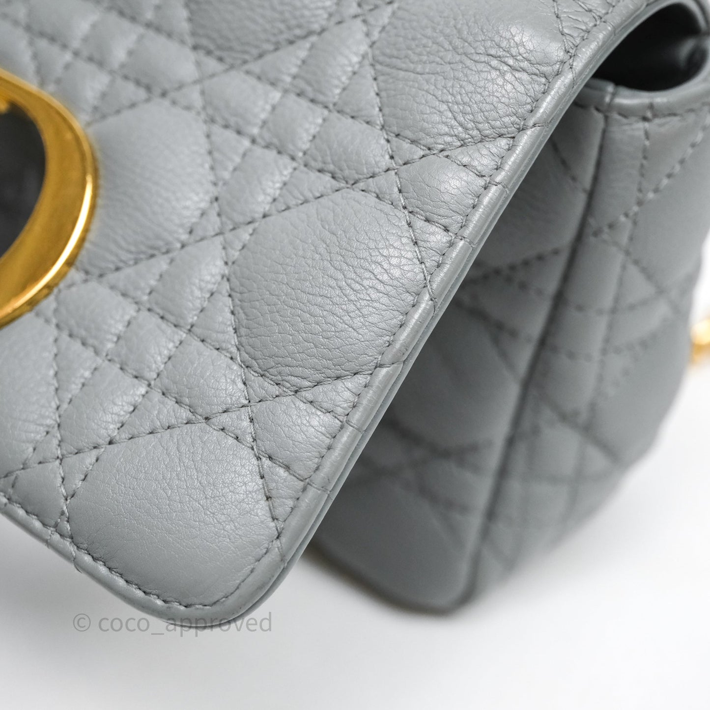Christian Dior Small Caro Bag Stone Gray Supple Cannage Calfskin