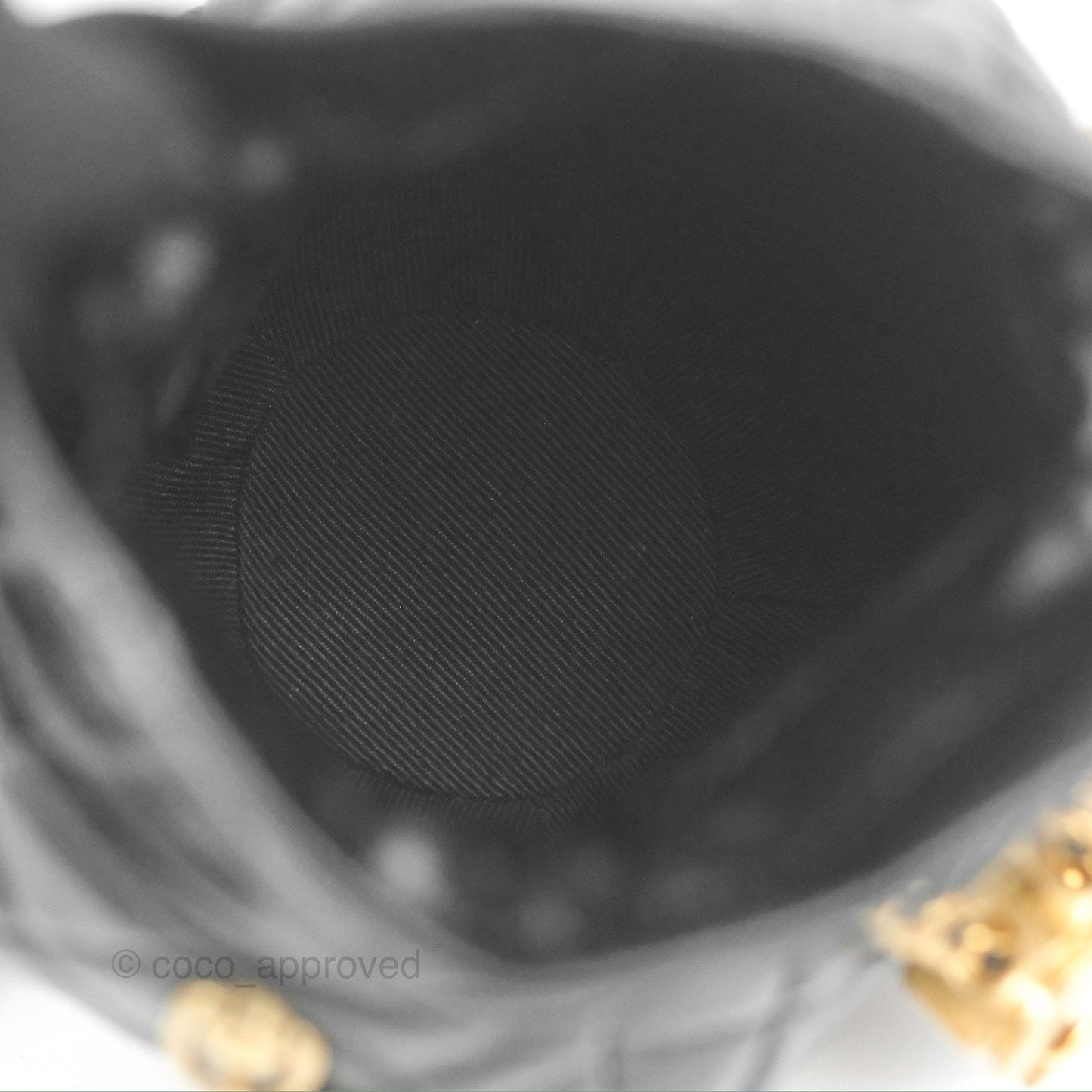 Chanel Mini Round Clutch with Chain Black Shiny Lambskin 23S