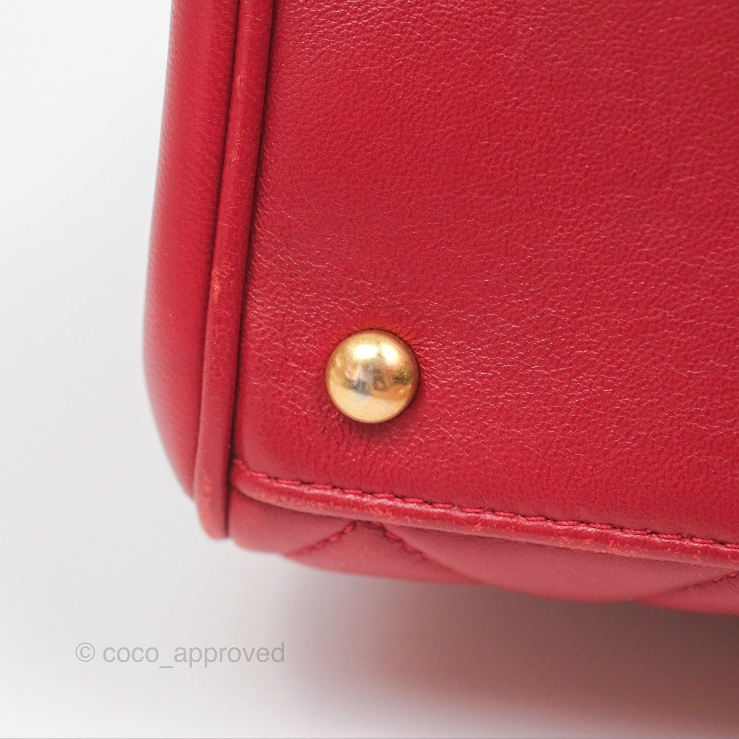 Chanel Tote Bag Red Lambskin Aged Gold Hardware