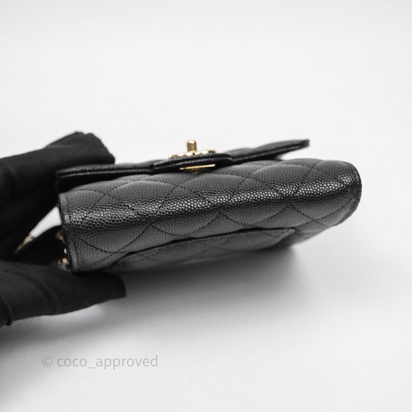 Chanel Quilted Mini Wallet on Chain WOC Black Caviar Gold Hardware
