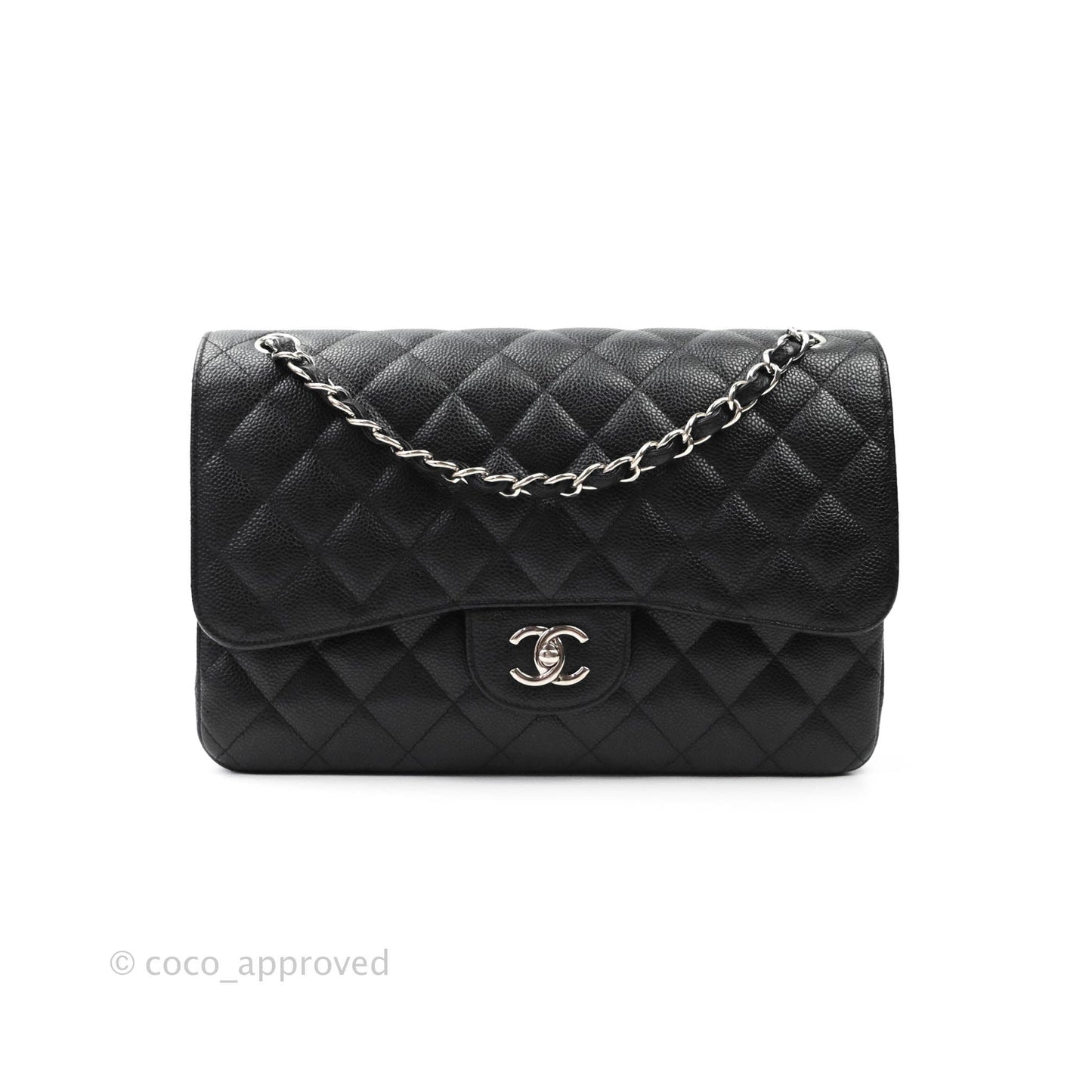 Chanel Jumbo Double Flap Black Caviar Silver Hardware⁣⁣