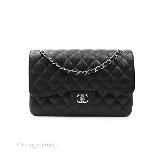 Chanel Jumbo Double Flap Black Caviar Silver Hardware⁣⁣