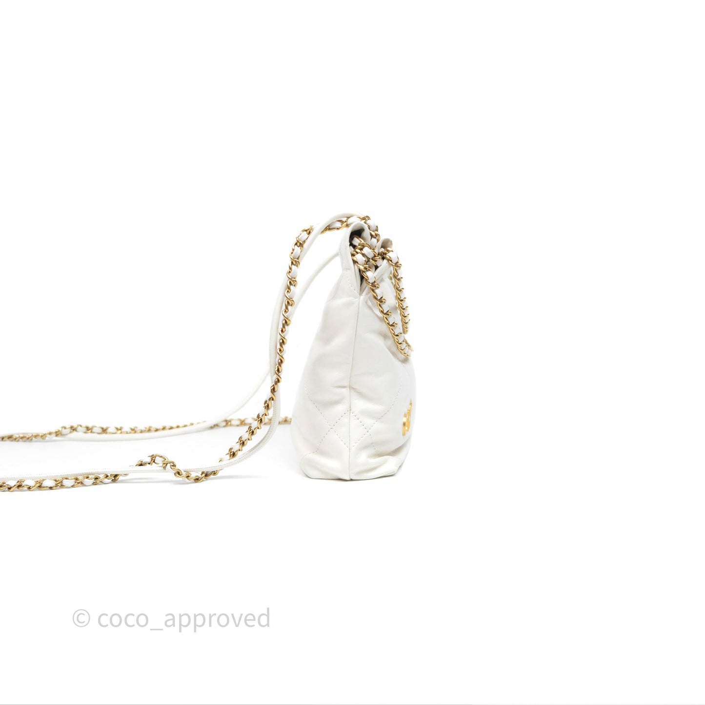 Chanel 22 Mini Bag White Shiny Crumpled Calfskin