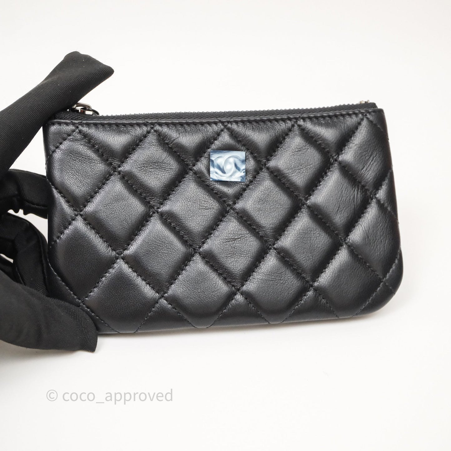 Chanel Classic Mini Quilted O Case So Black Lambskin Black Hardware