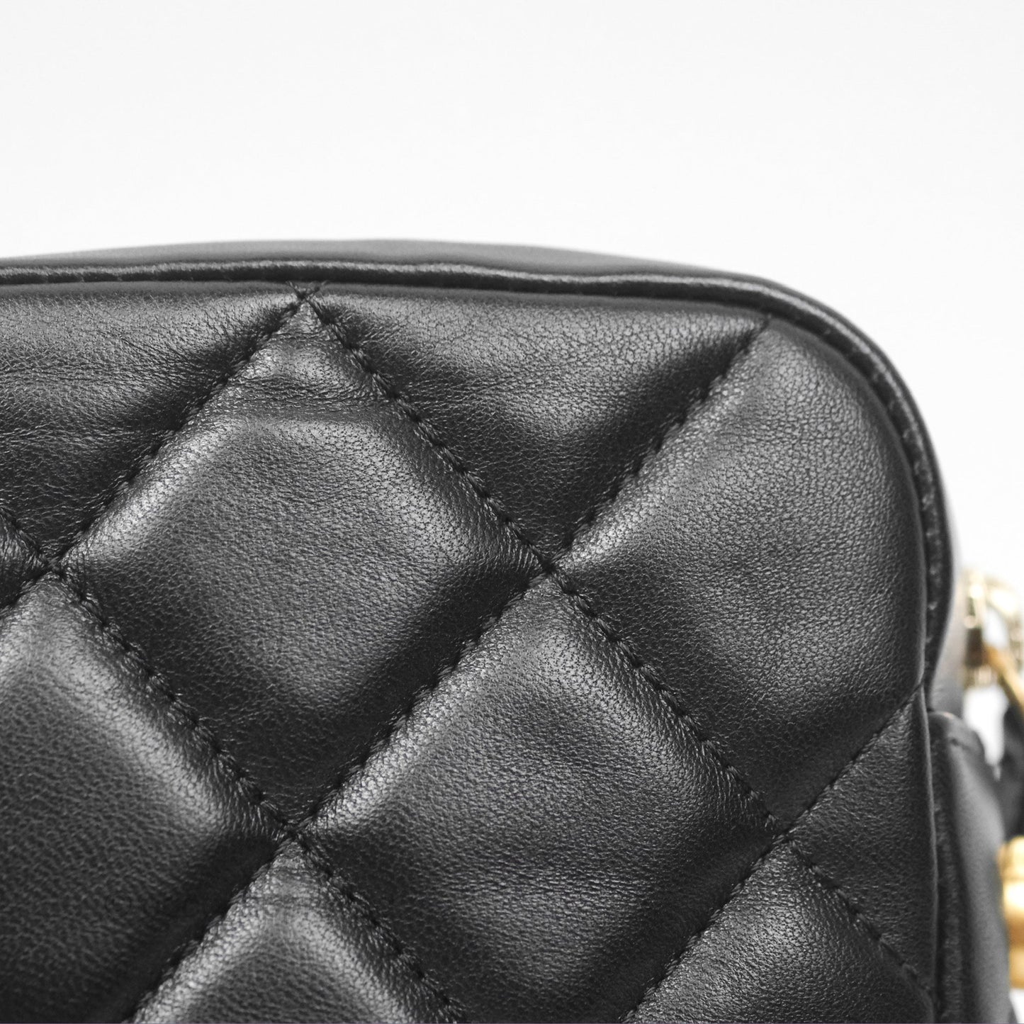 Chanel My Perfect Mini Camera Bag Black Lambskin Aged Gold Hardware