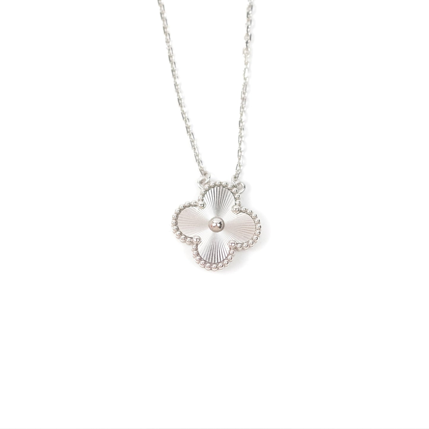 Van Cleef & Arpels Vintage Alhambra Pendant Guilloche White Gold