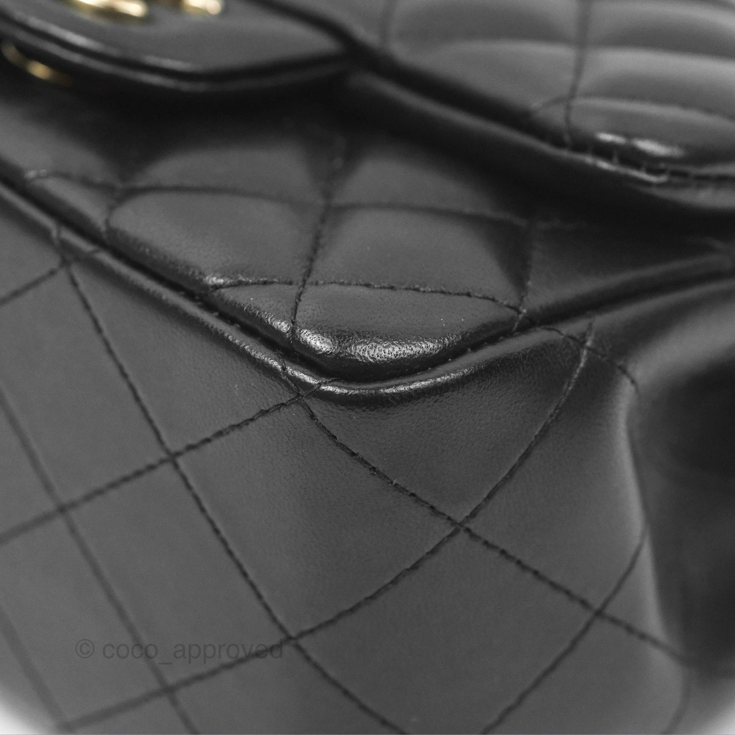 Chanel Mini Square Quilted Black Lambskin Gold Hardware